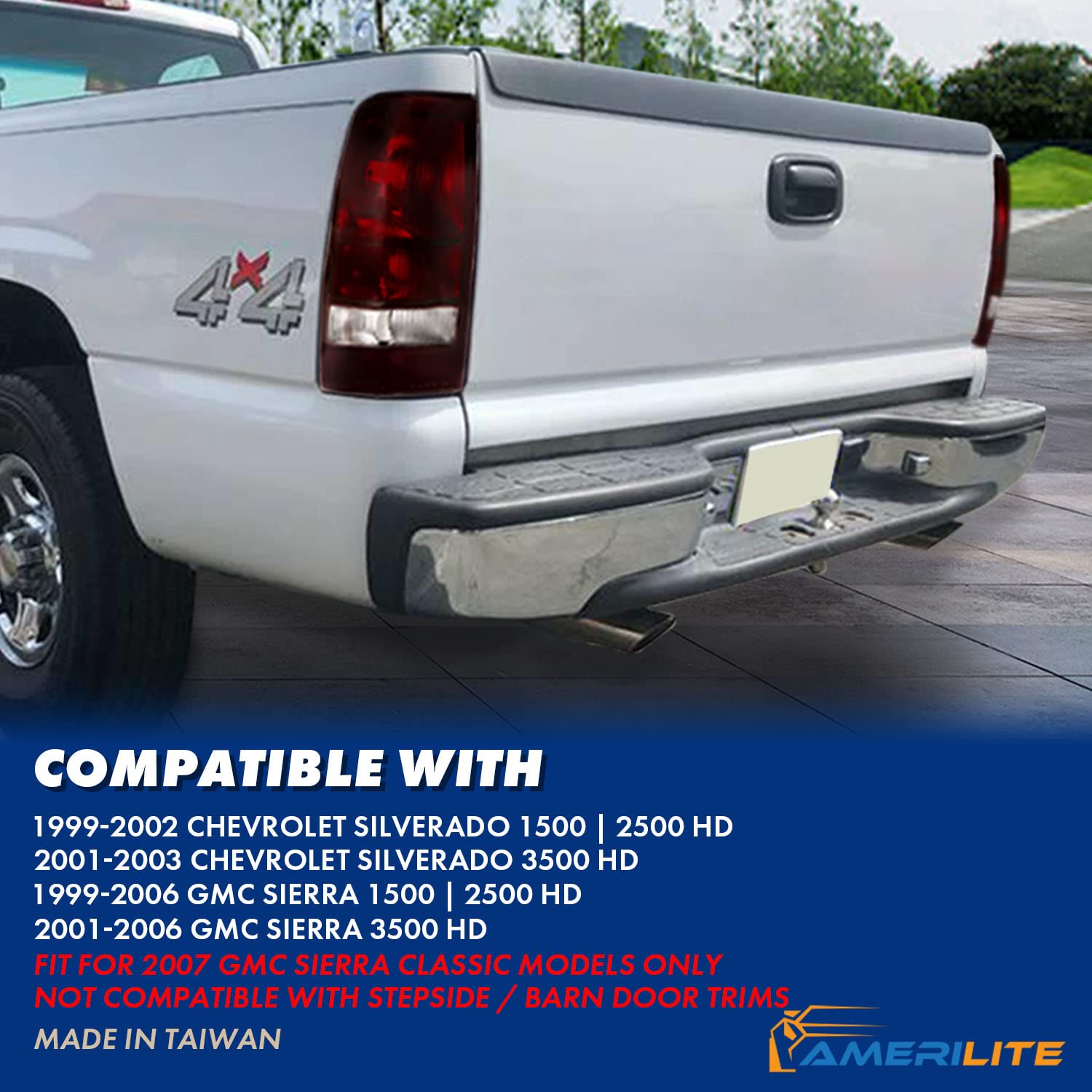 CHEVY SILVERADO 99-02 TAIL LIGHTS DARK RED AMBER (MIDNIGHT RED)