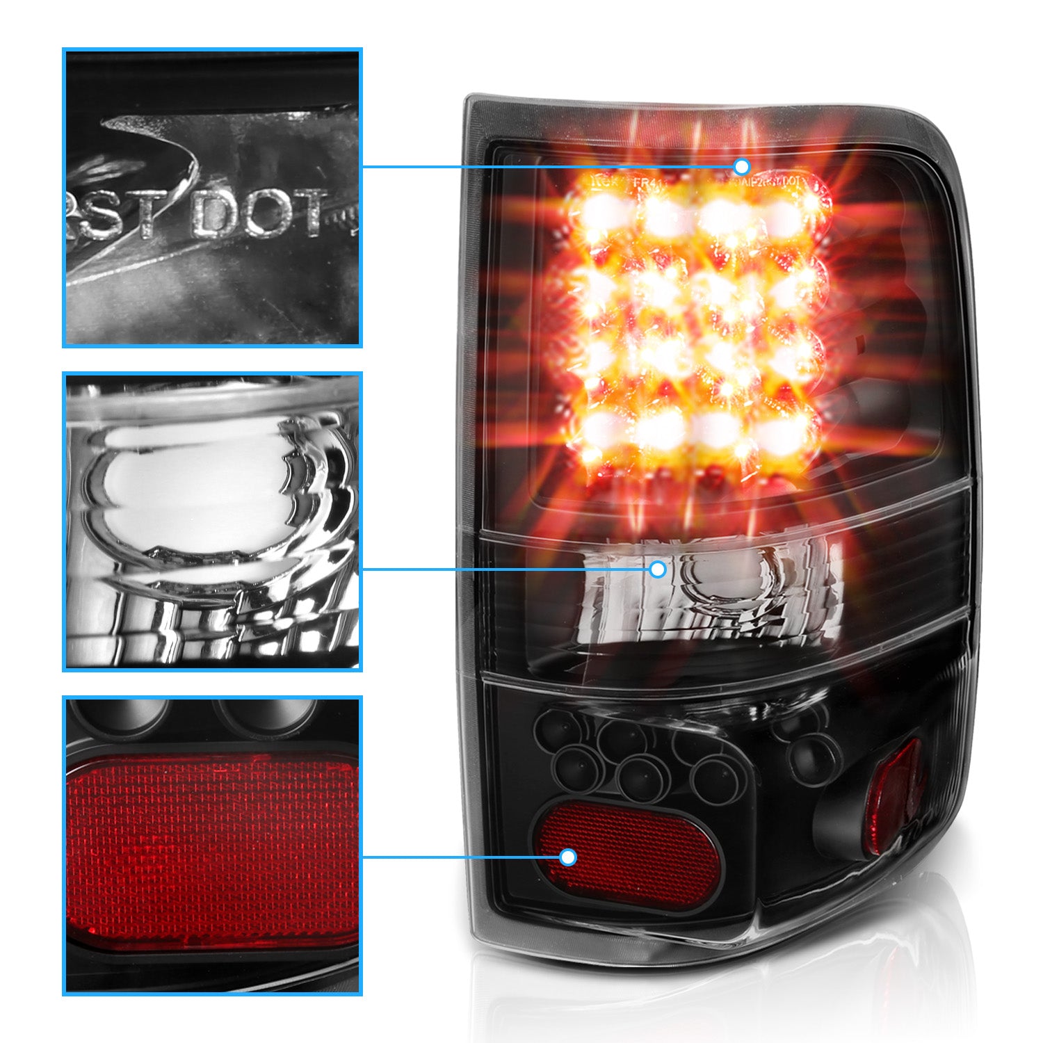 FORD F-150 04-06 LED TAIL LIGHTS BLACK