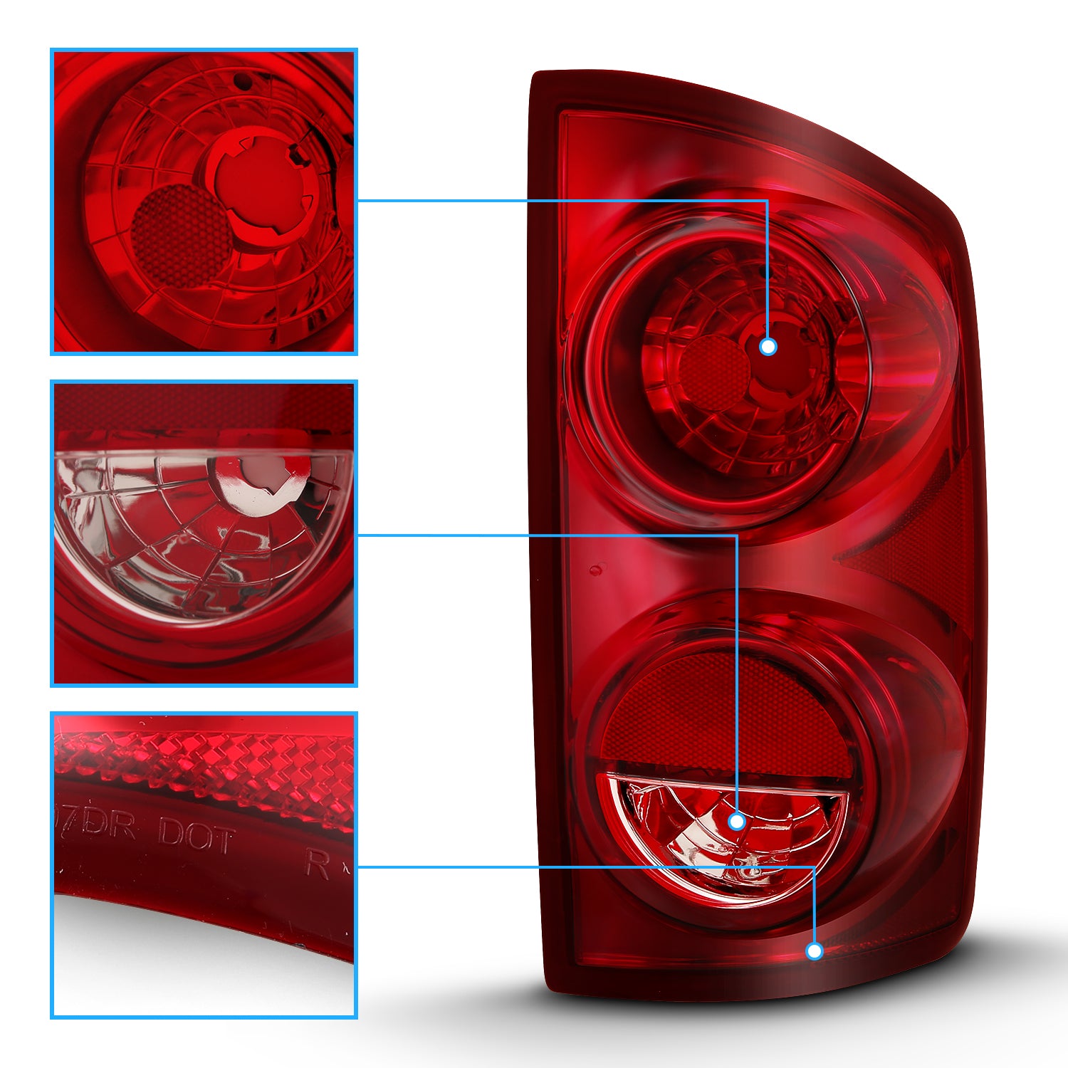 DODGE RAM 1500/2500/3500 07-09 TAIL LIGHTS RED LENS (OE REPLACEMENT)