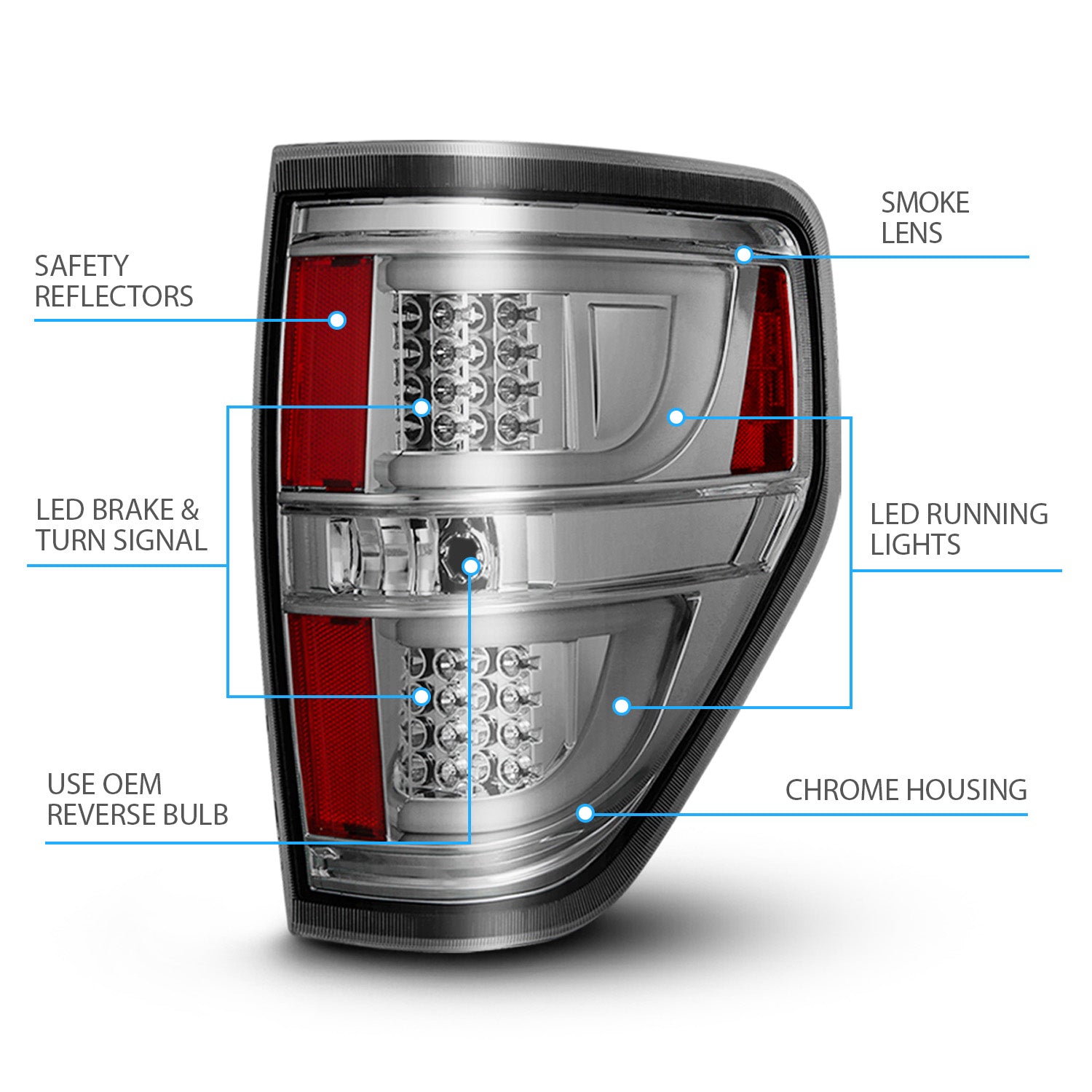 FORD F-150 09-13 LED TAIL LIGHTS G2 SMOKE