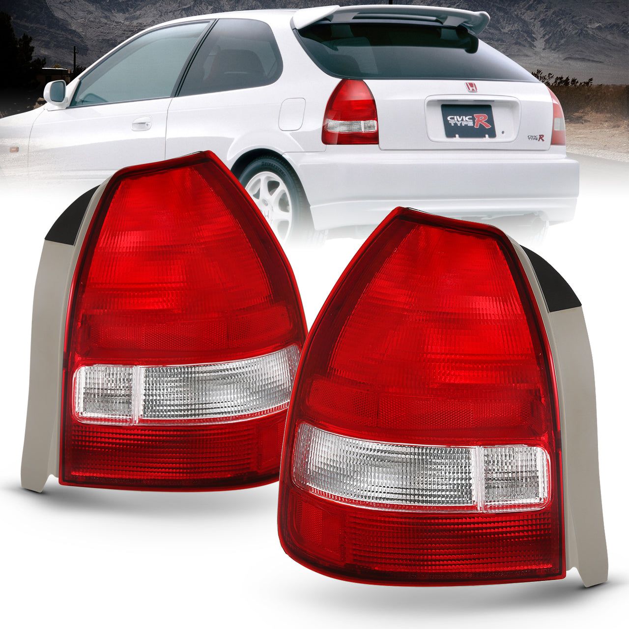 HONDA CIVIC 96-98 3DR TAIL LIGHTS RED/CLEAR