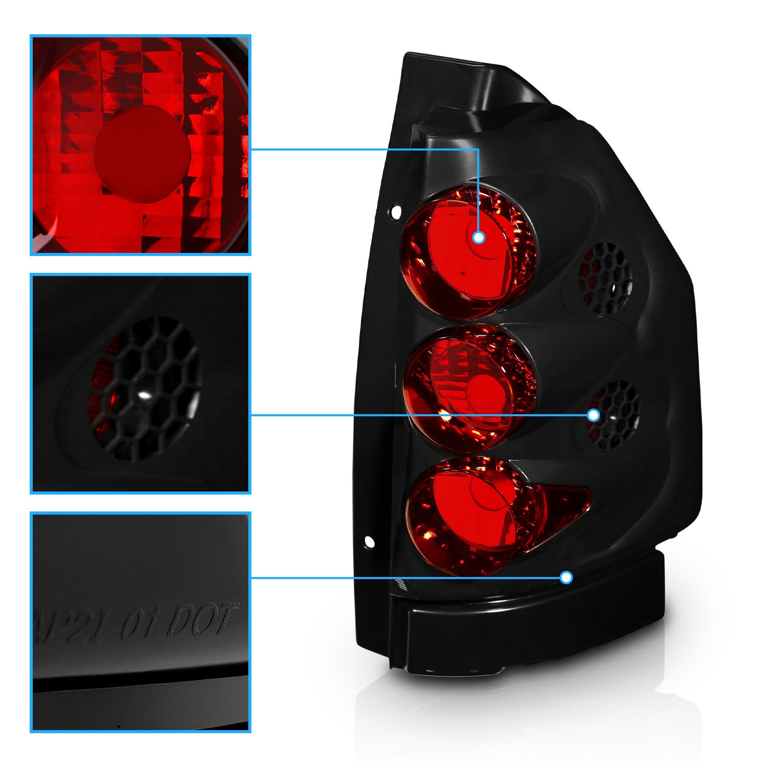 GMC ENVOY 02-05 TAIL LIGHTS BLACK