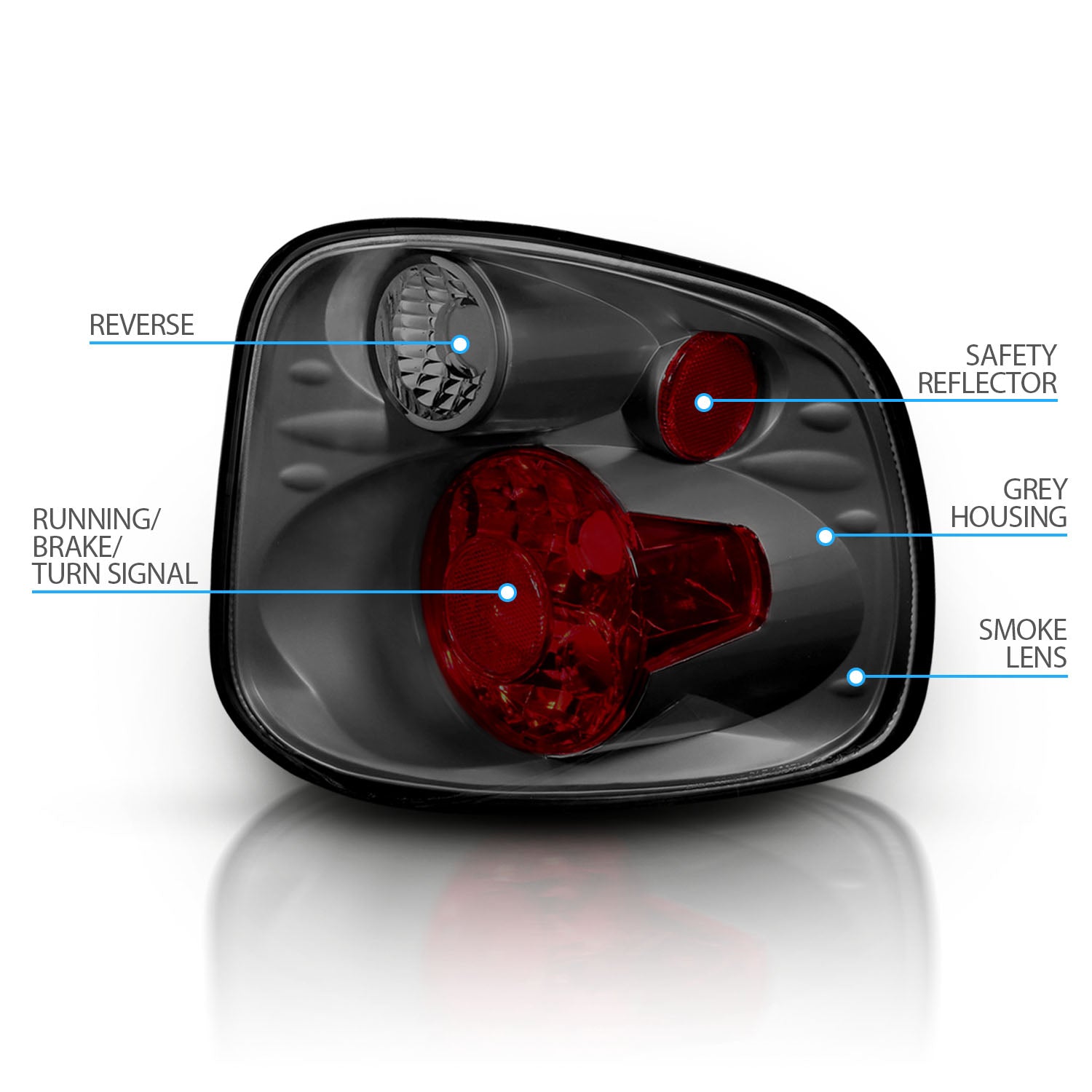 FORD F-SERIES FLARE SIDE 01-03 TAIL LIGHTS VERSION 2 SMOKE