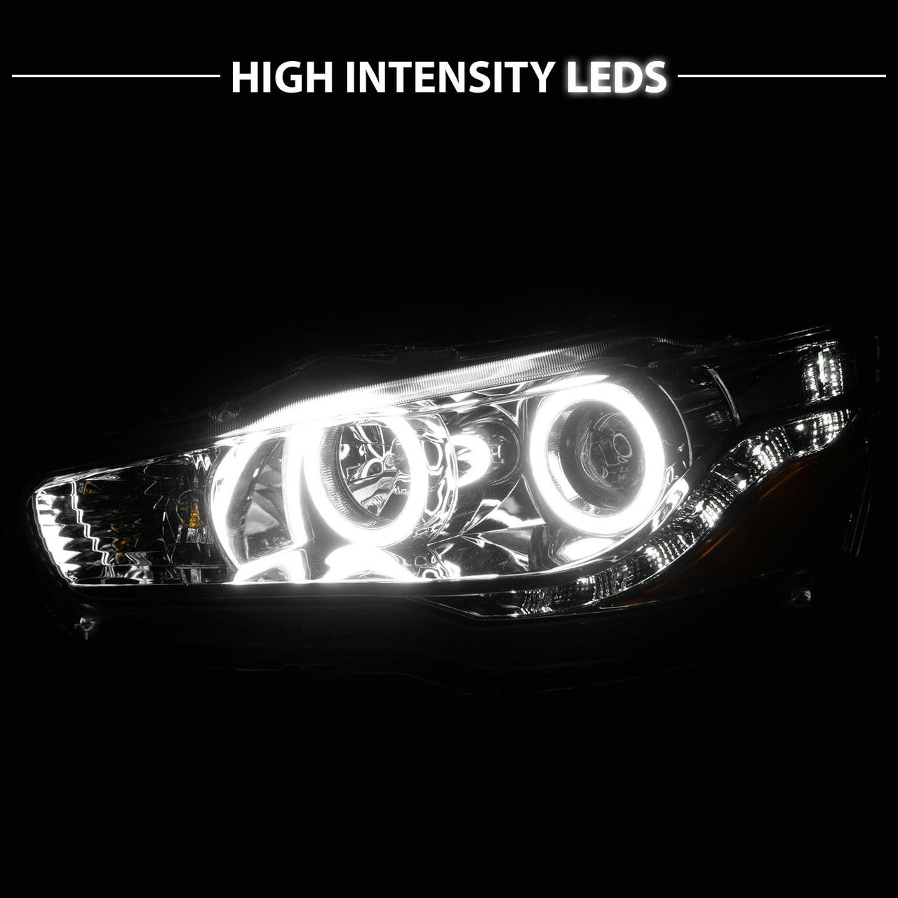 MITSUBISHI LANCER 08-15 PROJECTOR HEADLIGHTS HALO CHROME CLEAR AMBER (RX HALO)