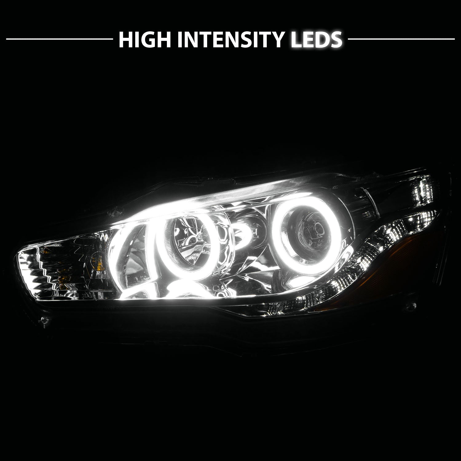 MITSUBISHI LANCER 08-15 PROJECTOR HEADLIGHTS HALO CHROME CLEAR AMBER (RX HALO)