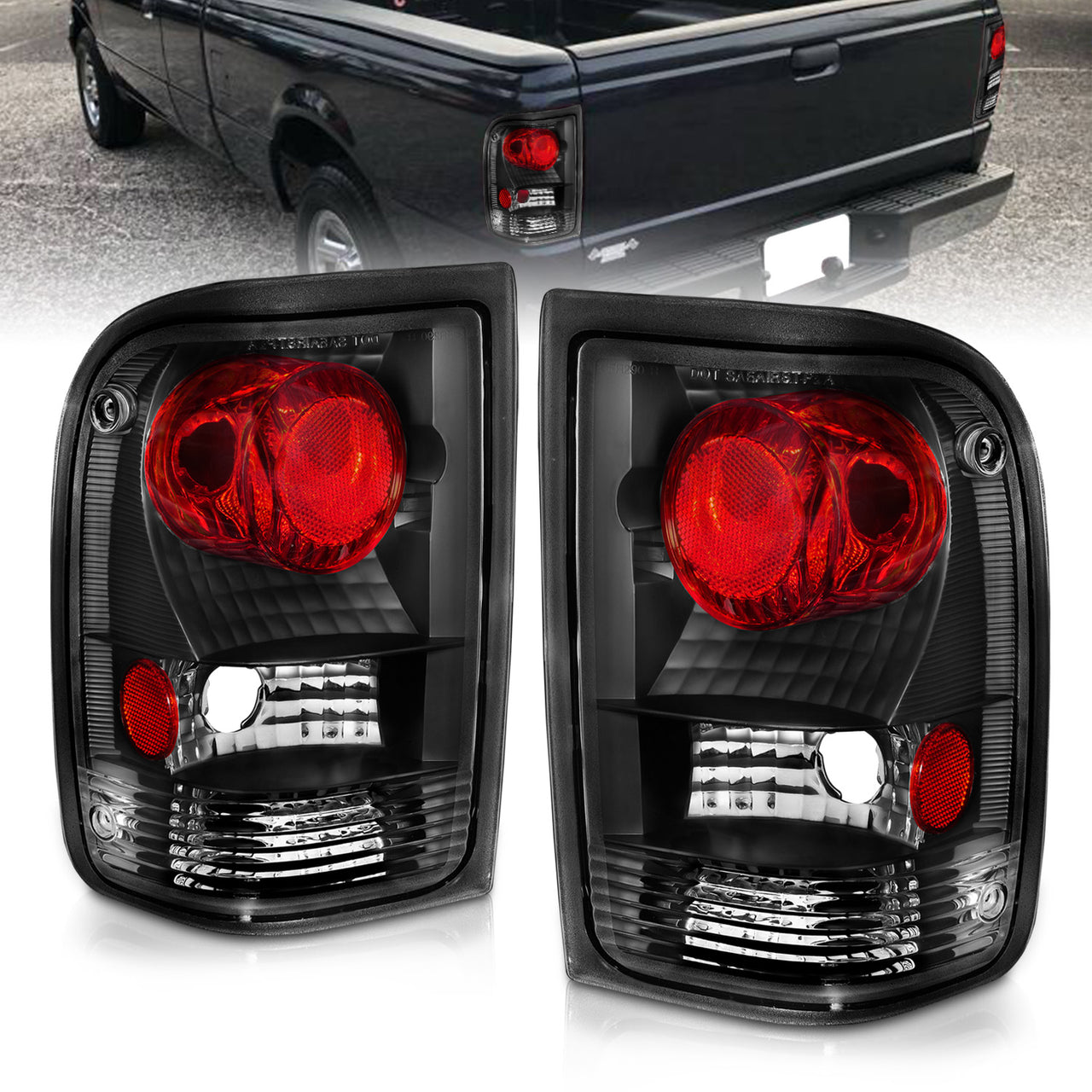 FORD RANGER 93-97 TAIL LIGHTS BLACK