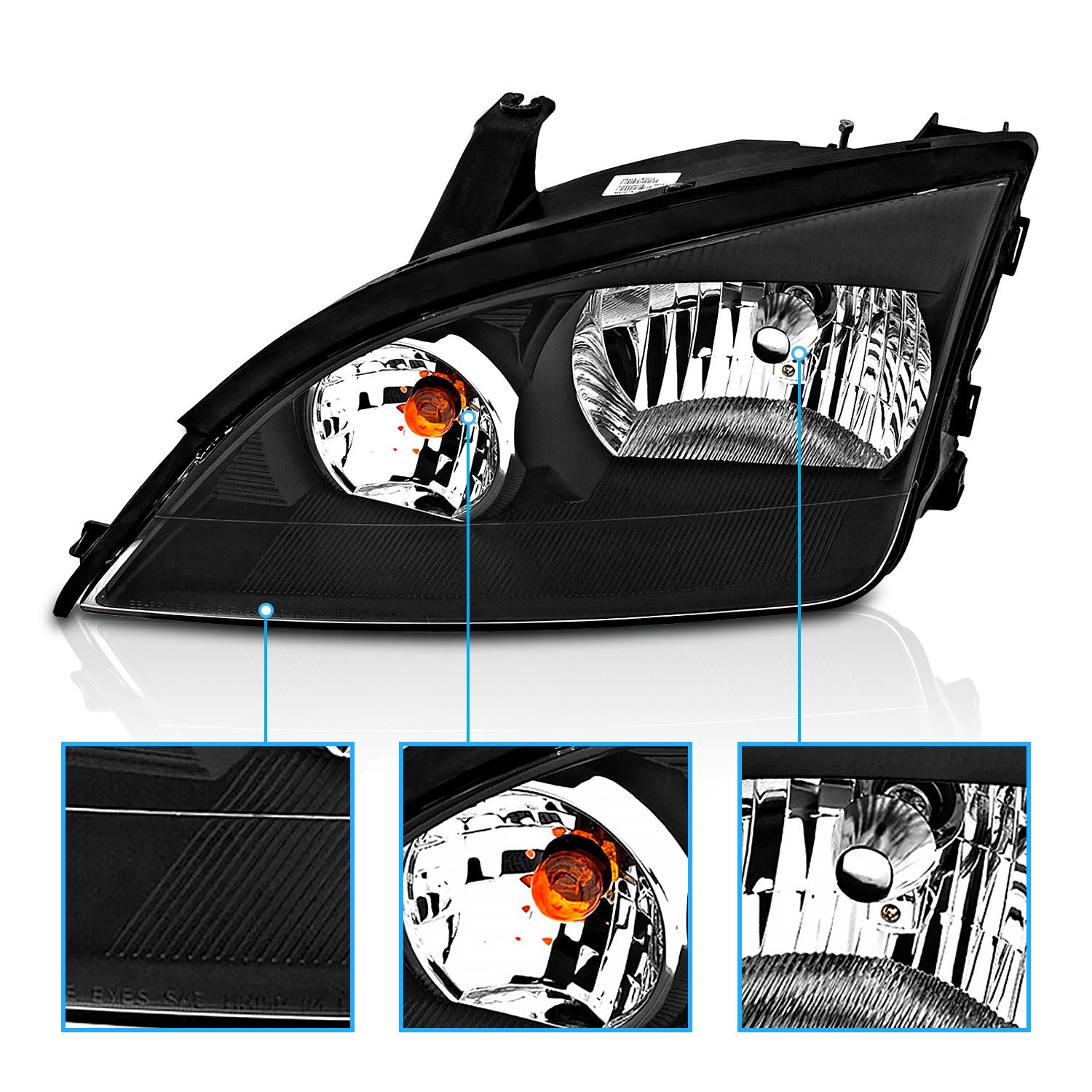 FORD FOCUS ZX4 05-07 HEADLIGHTS 4DR BLACK