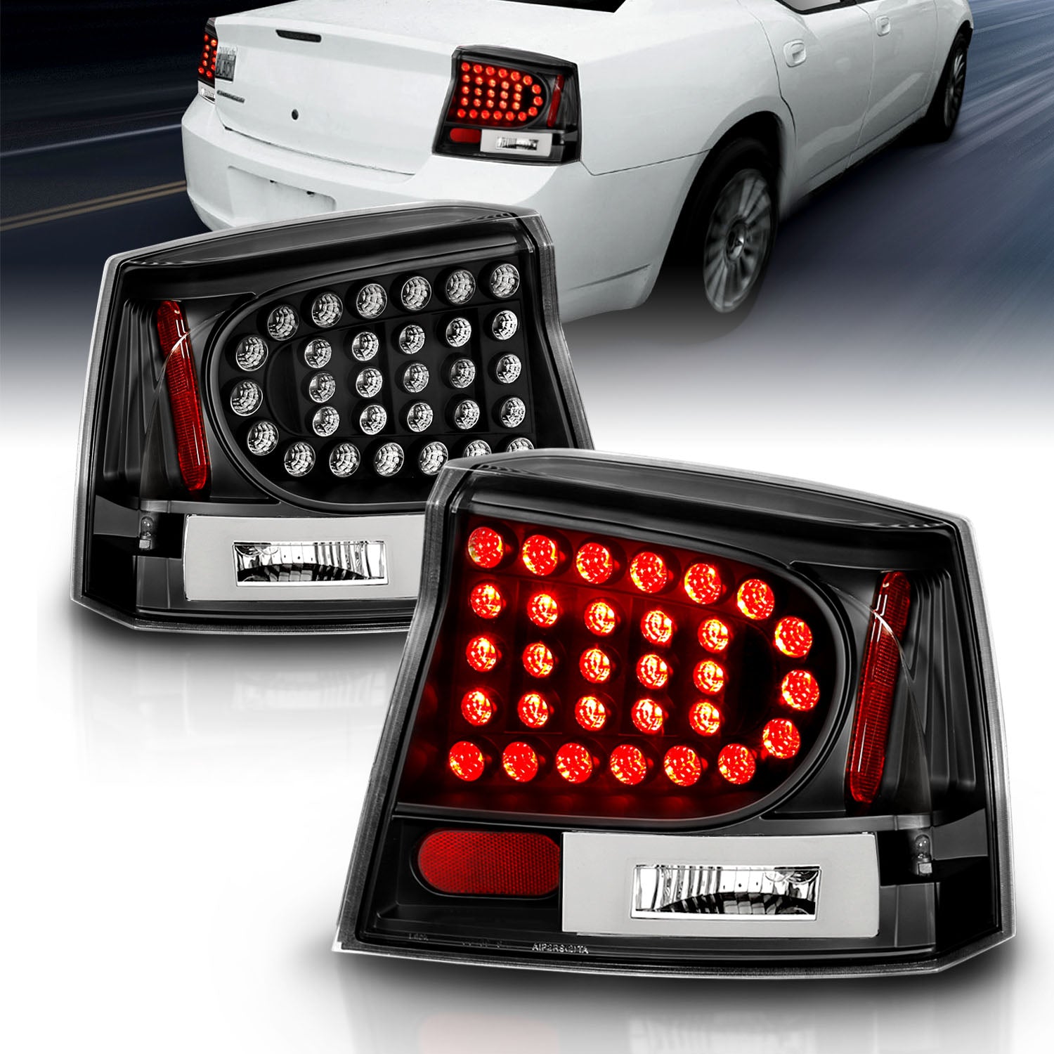 DODGE CHARGER 06-08 LED TAIL LIGHTS BLACK