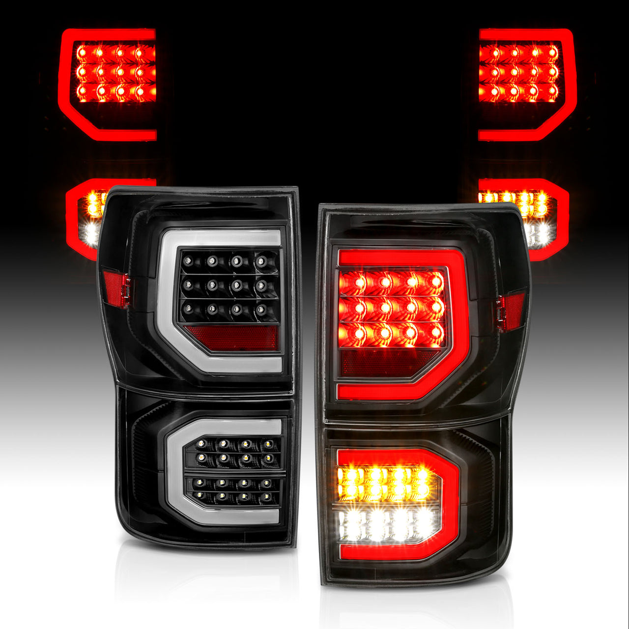 TOYOTA TUNDRA 07-11 FULL LED T.L BLACK HOUSING CLEAR LENS W/ DOUBLE C LIGHT BARS