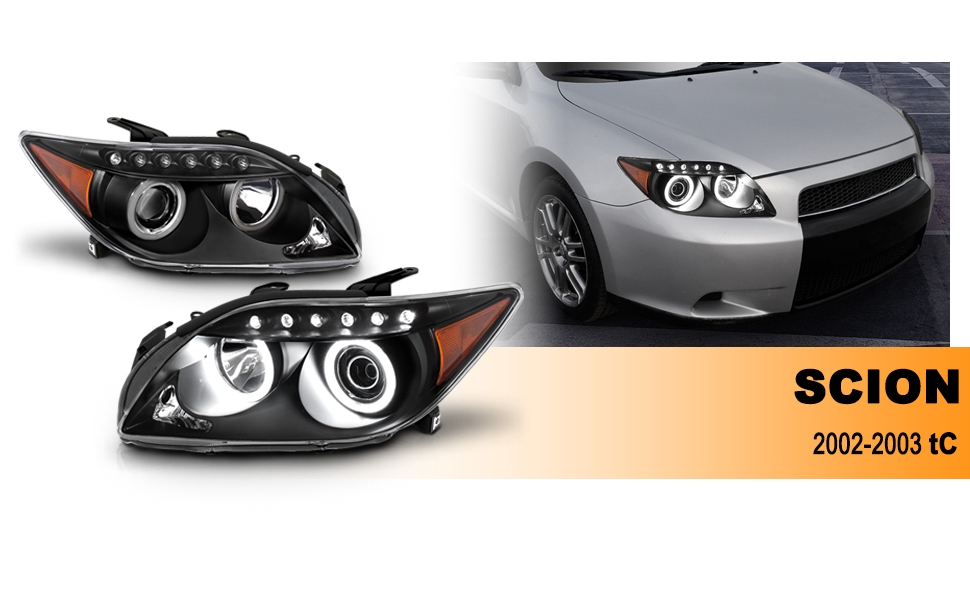 SCION TC 05-10 PROJECTOR HEADLIGHTS HALO BLACK CLEAR AMBER (RX HALO)