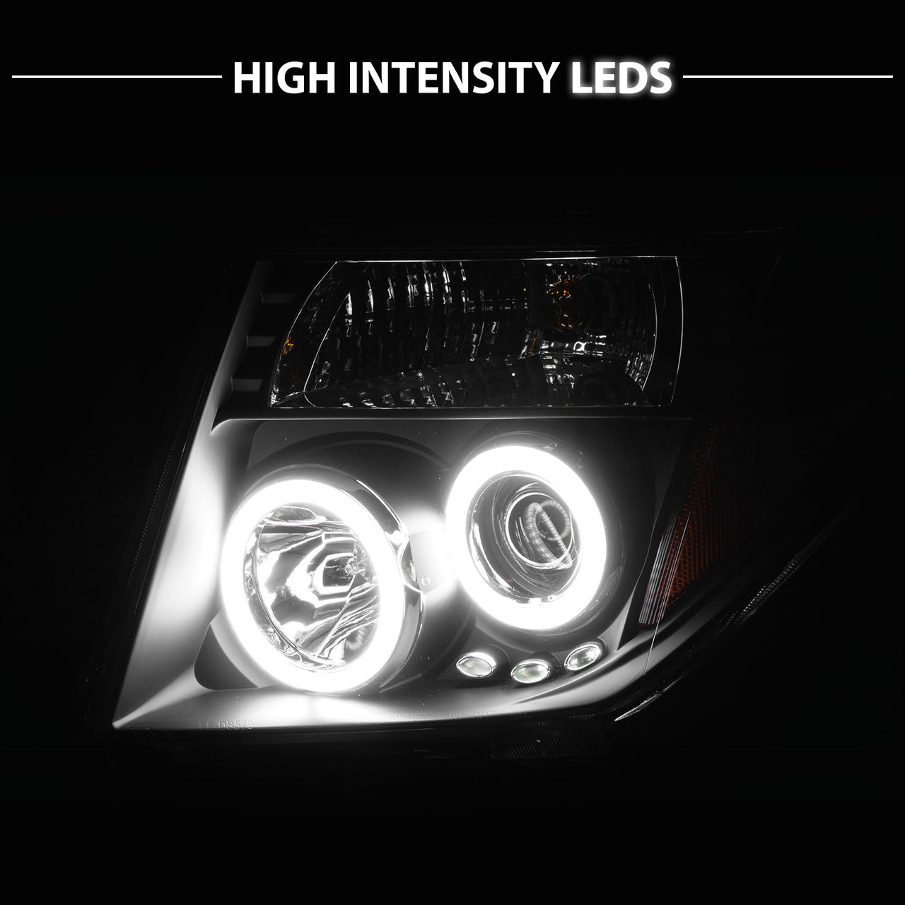 NISSAN FRONTIER 05-08 /PATHFINDER 05-07 PROJECTOR HEADLIGHTS BLACK CLEAR AMBER (Not fit V8) (RX HALO)