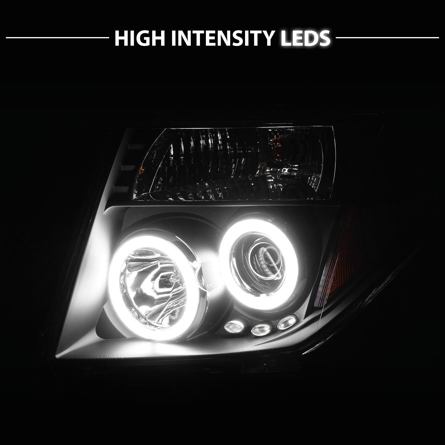 NISSAN FRONTIER 05-08 /PATHFINDER 05-07 PROJECTOR HEADLIGHTS BLACK CLEAR AMBER (Not fit V8) (RX HALO)