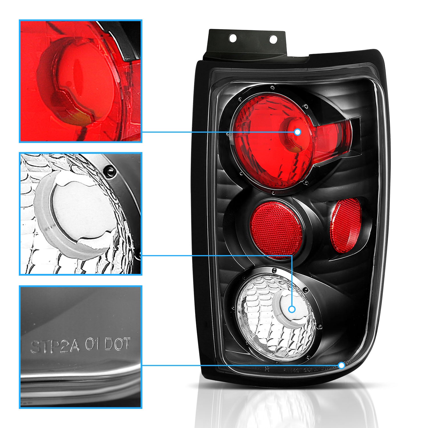 FORD EXPEDITION 97-02 TAIL LIGHTS G2 BLACK