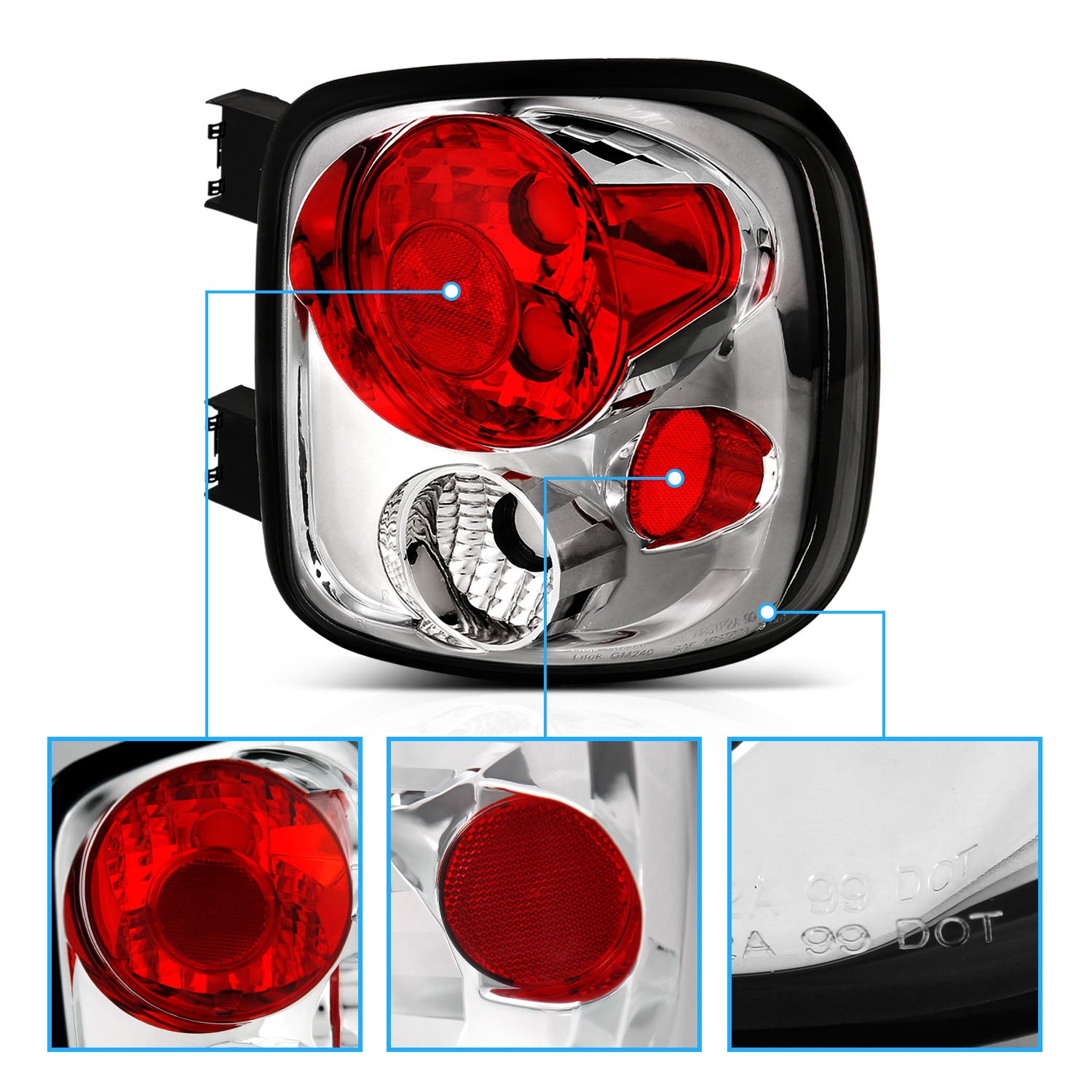 CHEVY SILVERADO/SIERRA STEPSIDE 99-02 TAIL LIGHTS CHROME