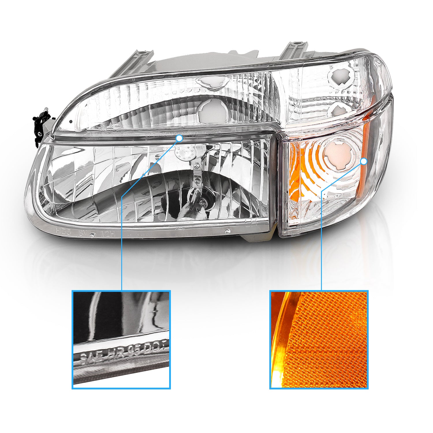 FORD EXPLORER 95-01 CRYSTAL HEADLIGHTS CHROME AMBER