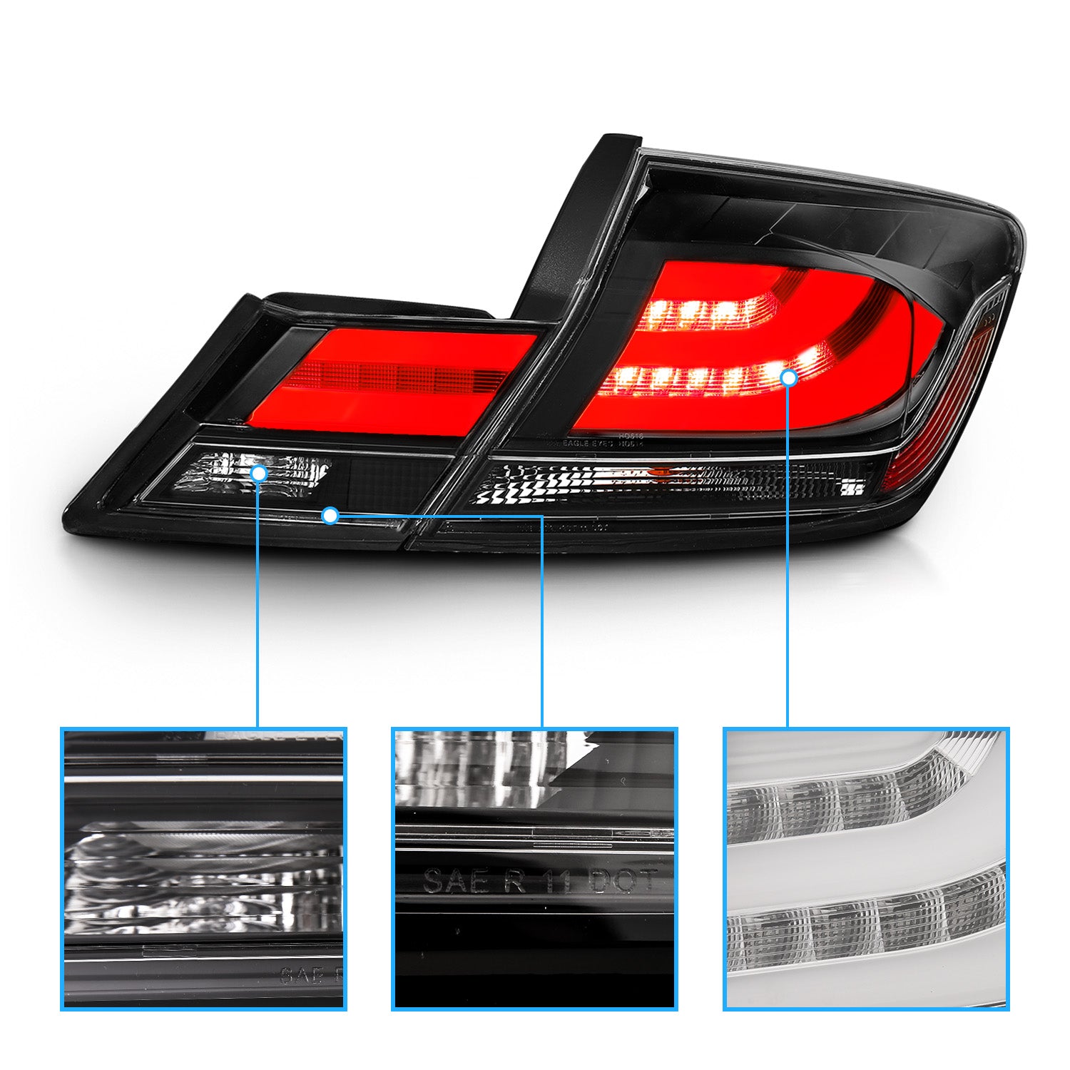 HONDA CIVIC 13-UP 4DR LED TAIL LIGHTS BLACK (4 PCS)