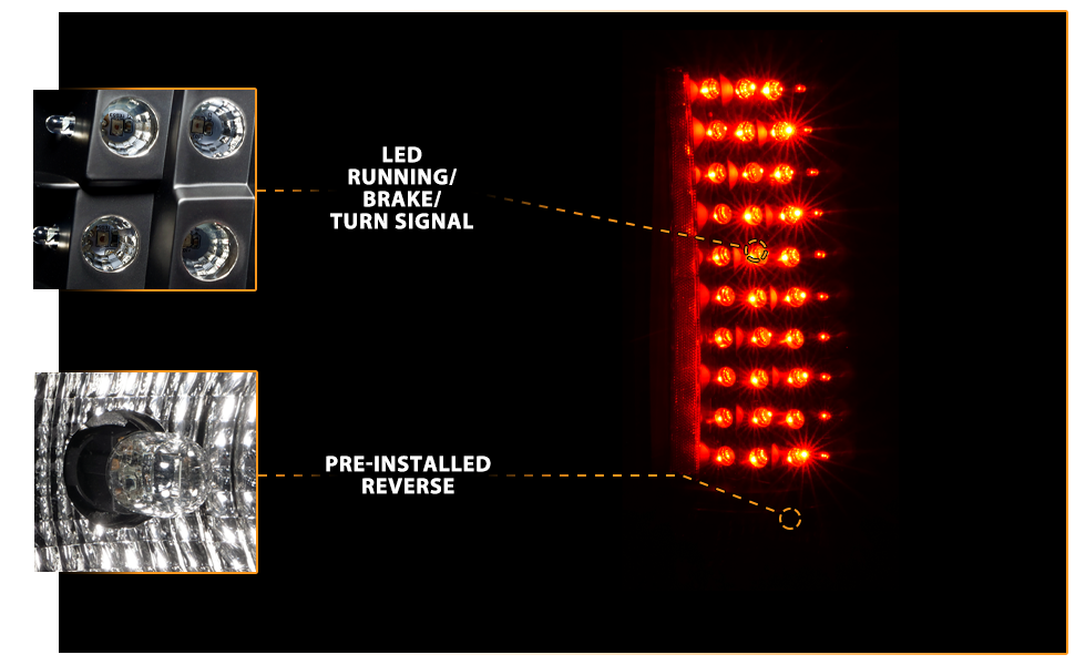CHEVY TAHOE/SUBURBAN 07-UP LED G4 TAIL LIGHTS BLACK (ESCALADE LOOK)