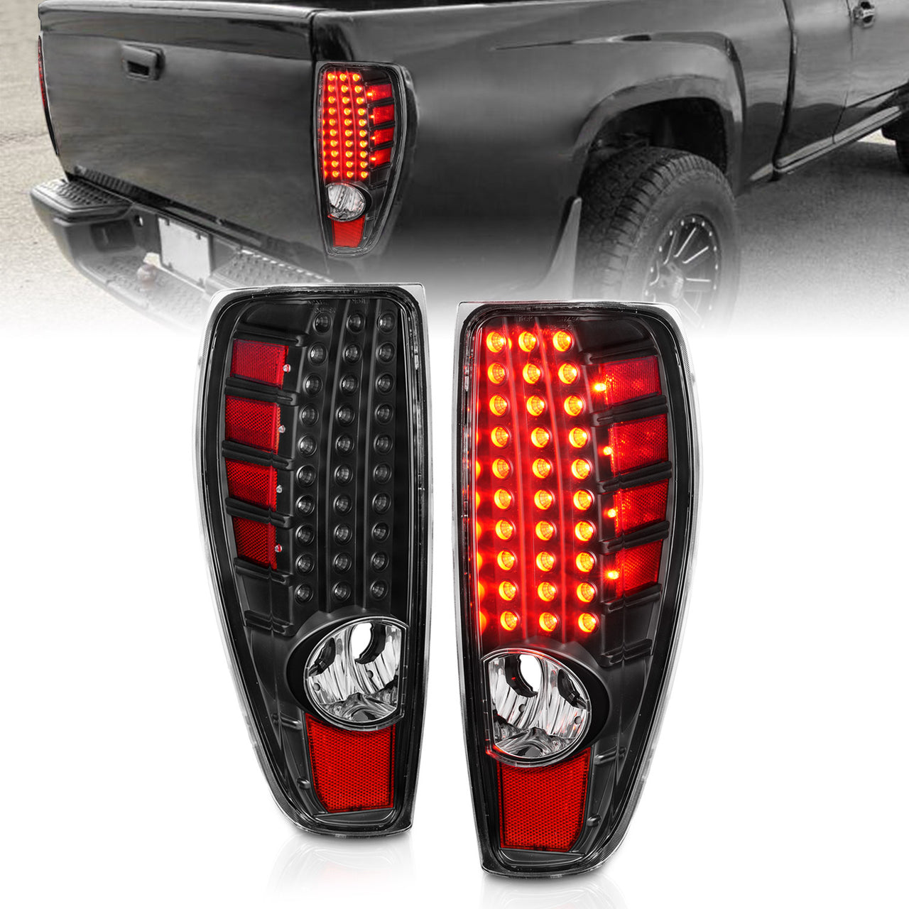 CHEVY COLORADO 04-12 / GMC CANYON 04-12 LED TAIL LIGHTS ALL BLACK HOUSING
