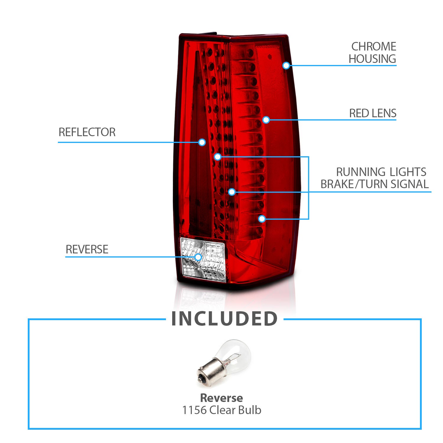 CHEVY TAHOE/SUBURBAN/YUKON/YUKON XL 07-10 LED G5 TAIL LIGHTS RED/CLEAR (ESCALADE LOOK)