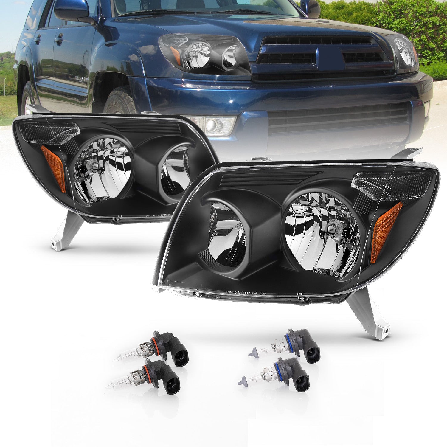 TOYOTA 4 RUNNER 03-05 HEADLIGHTS BLACK AMBER