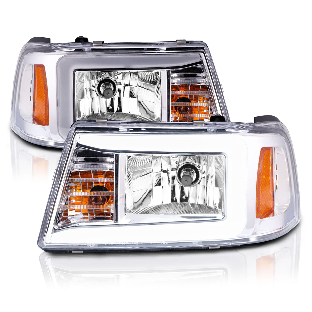 FORD RANGER 01-11 HEADLIGHTS CHROME AMBER  (W/ C LIGHT BAR)