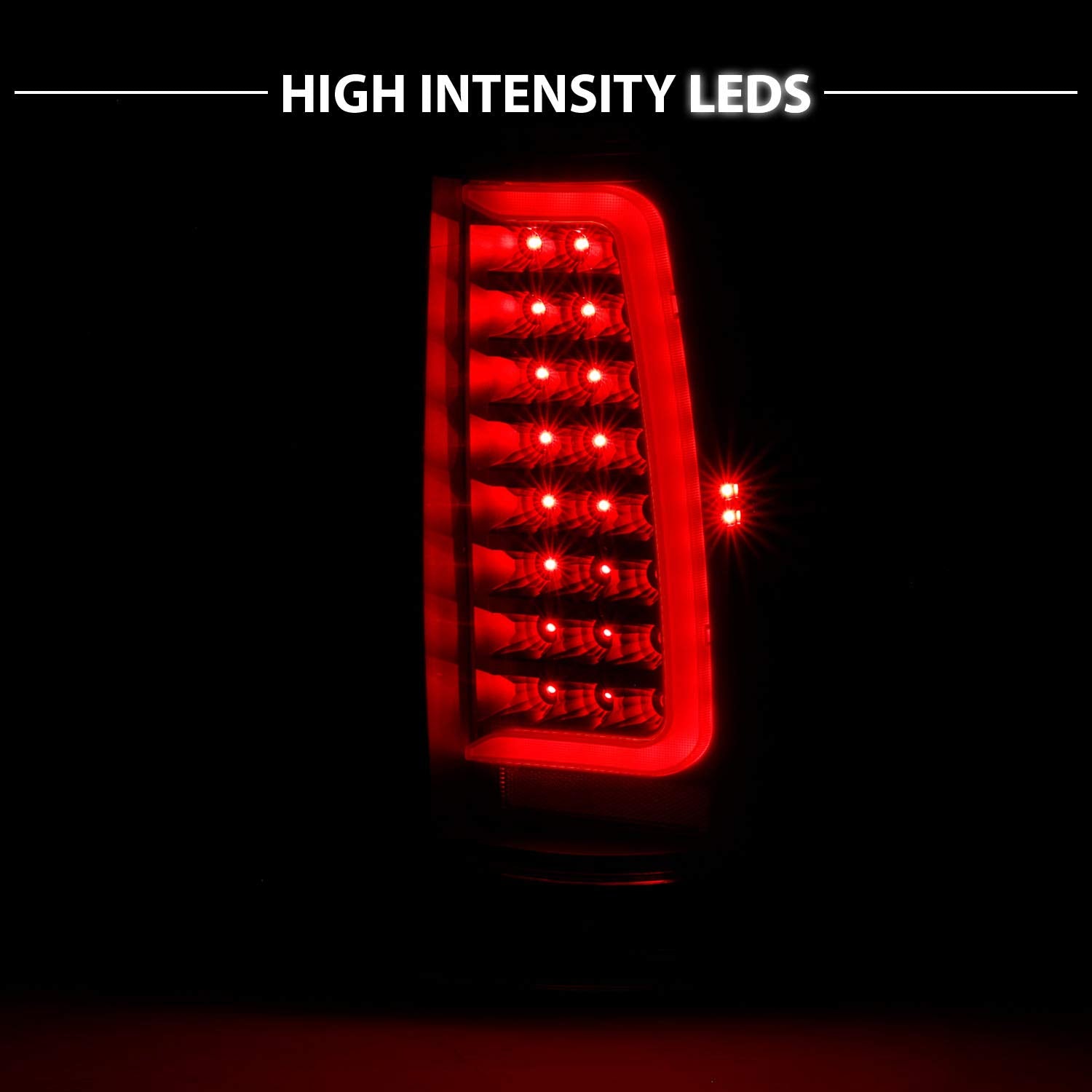 CHEVY TAHOE/SUBURBAN 07-14 LED TAIL LIGHTS BLACK HOUSING CLEAR LENS W/ C LIGHT BAR
