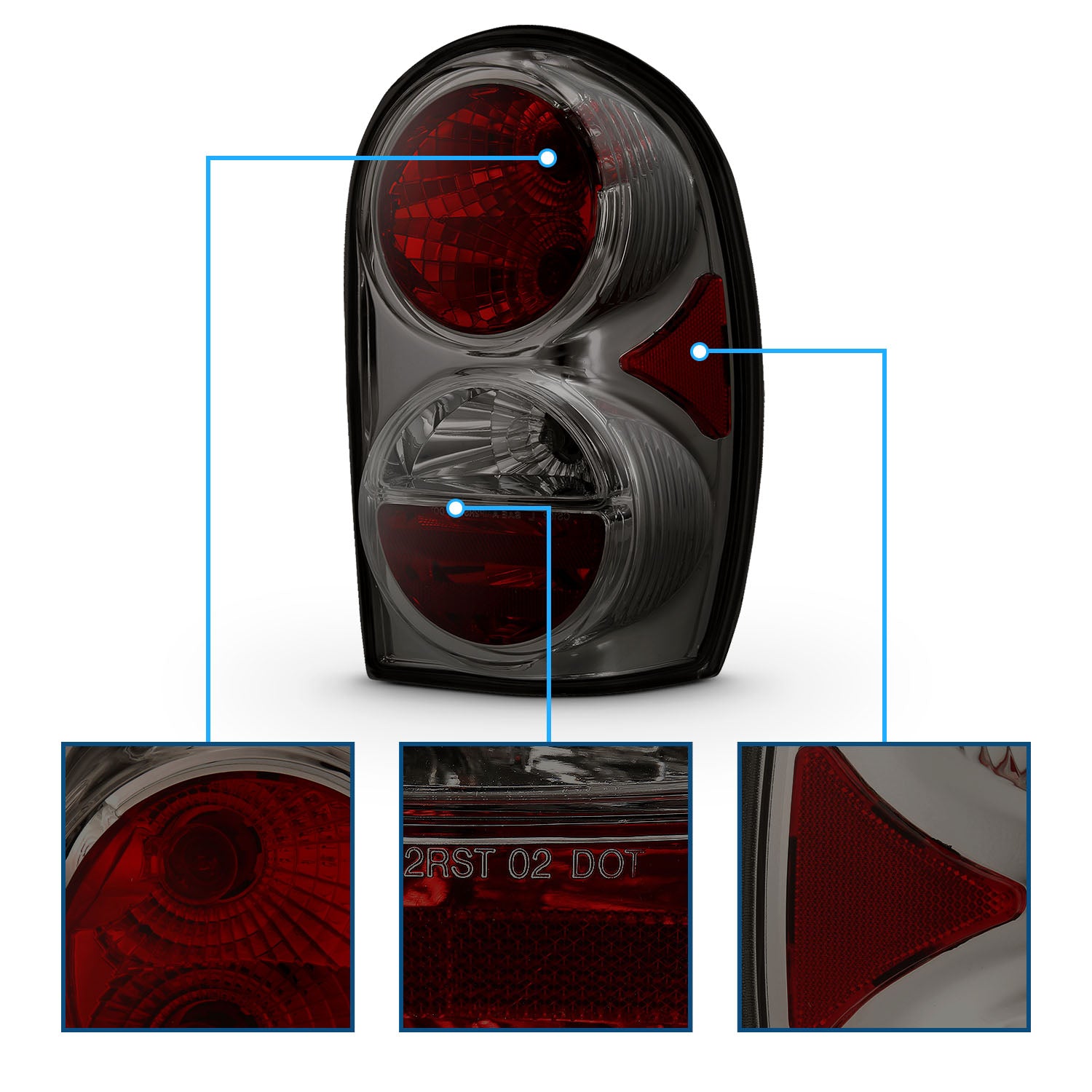 JEEP LIBERTY 02-05 TAIL LIGHTS SMOKE