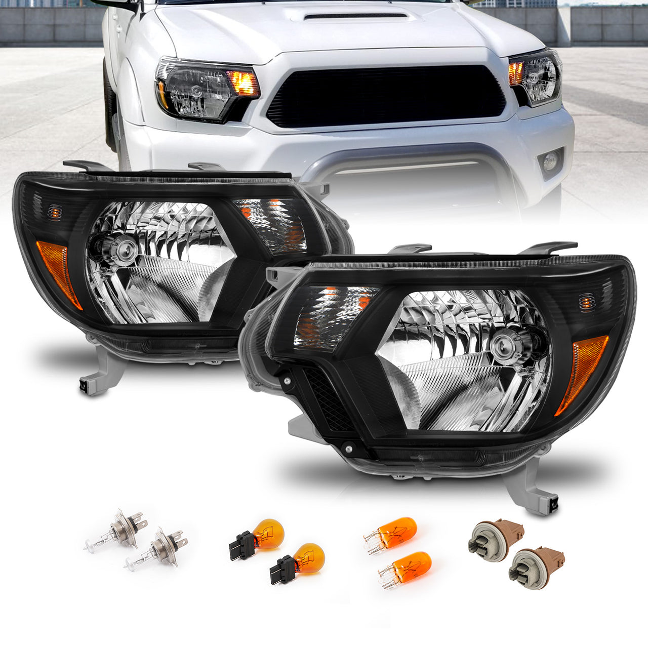 TOYOTA TACOMA 12-15 HEADLIGHTS BLACK AMBER (OE STYLE)