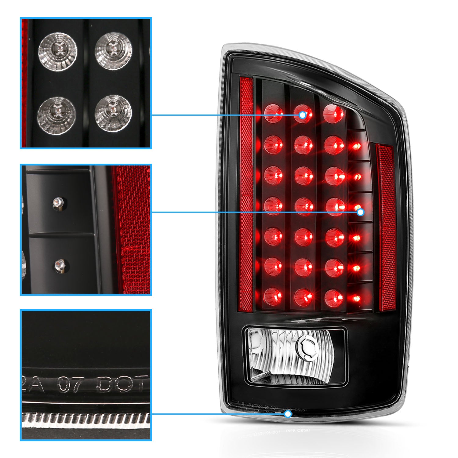 DODGE RAM 07-08 LED TAIL LIGHTS BLACK