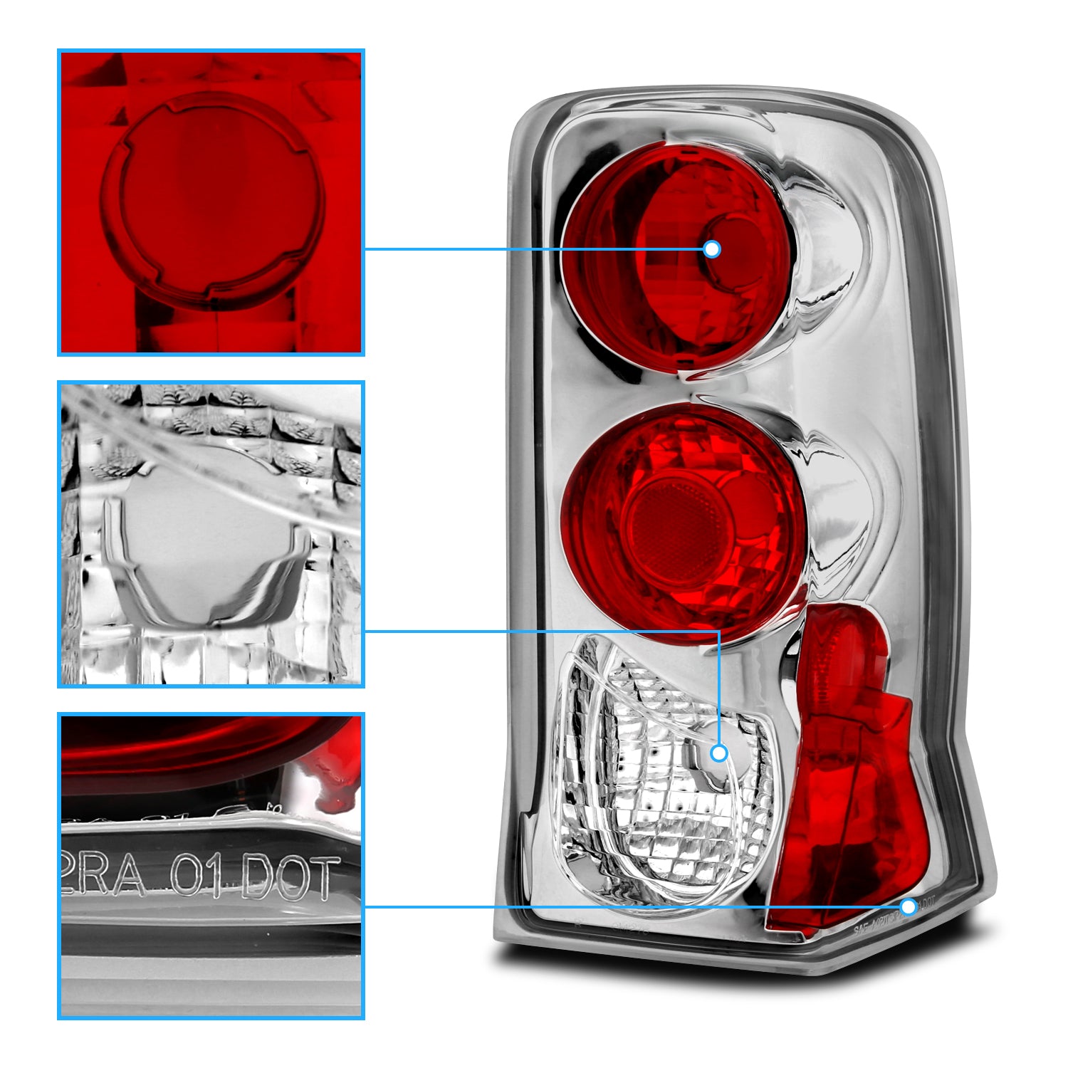 CADILLAC ESCALADE 02-06 TAIL LIGHTS CHROME