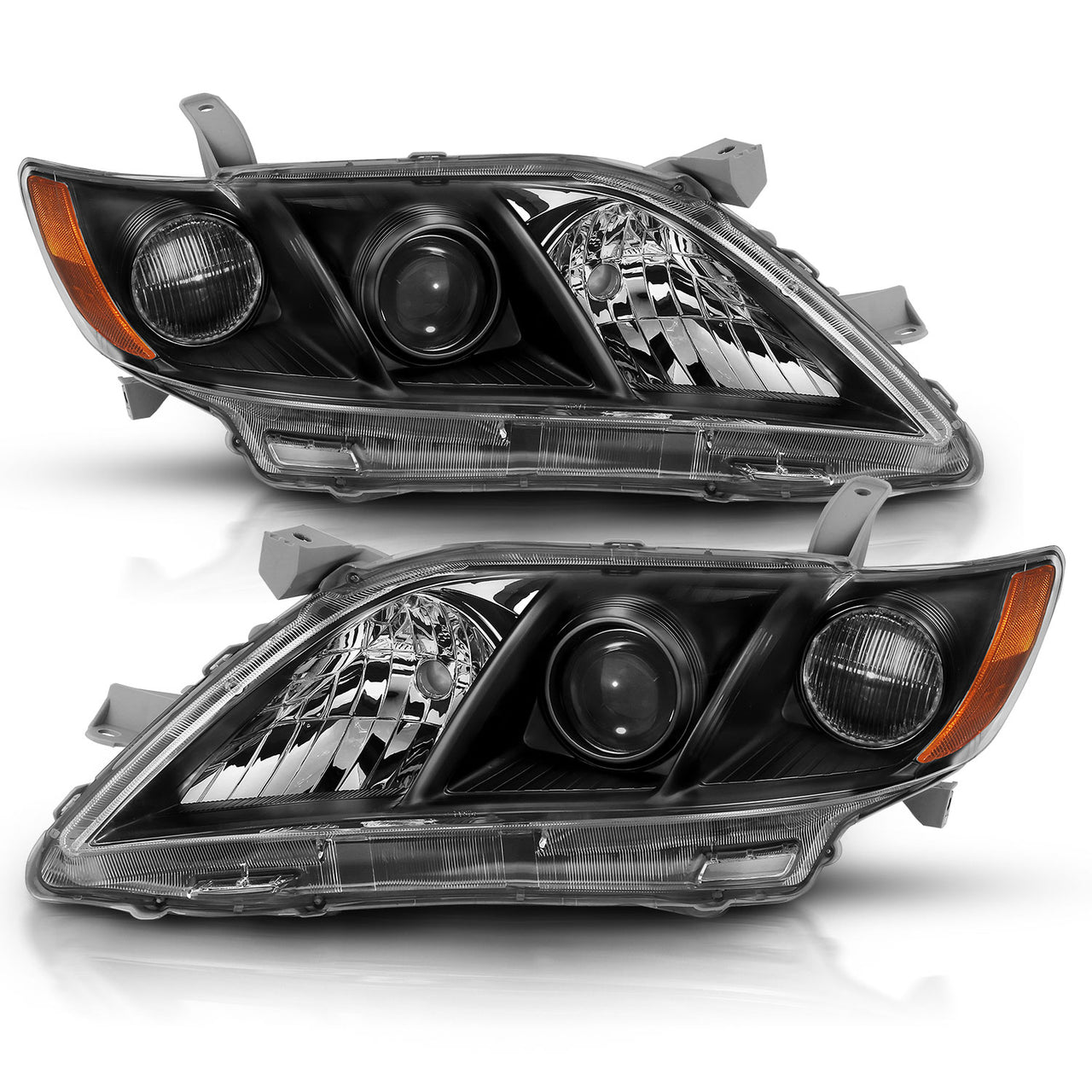 TOYOTA CAMRY 07-09 HEADLIGHTS BLACK AMBER (OE STYLE)