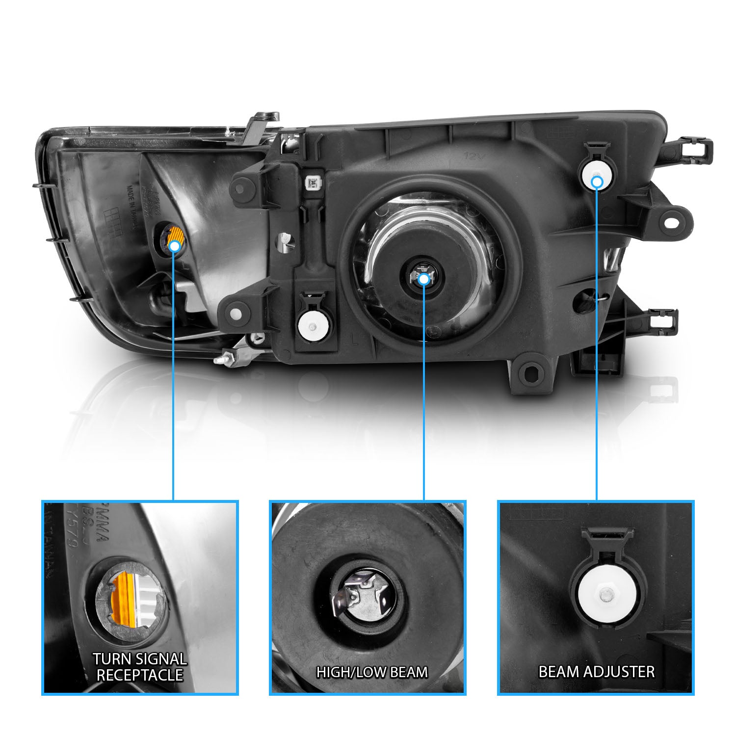 TOYOTA 4 RUNNER 99-02 HEADLIGHTS W/ CORNER LIGHTS BLACK AMBER