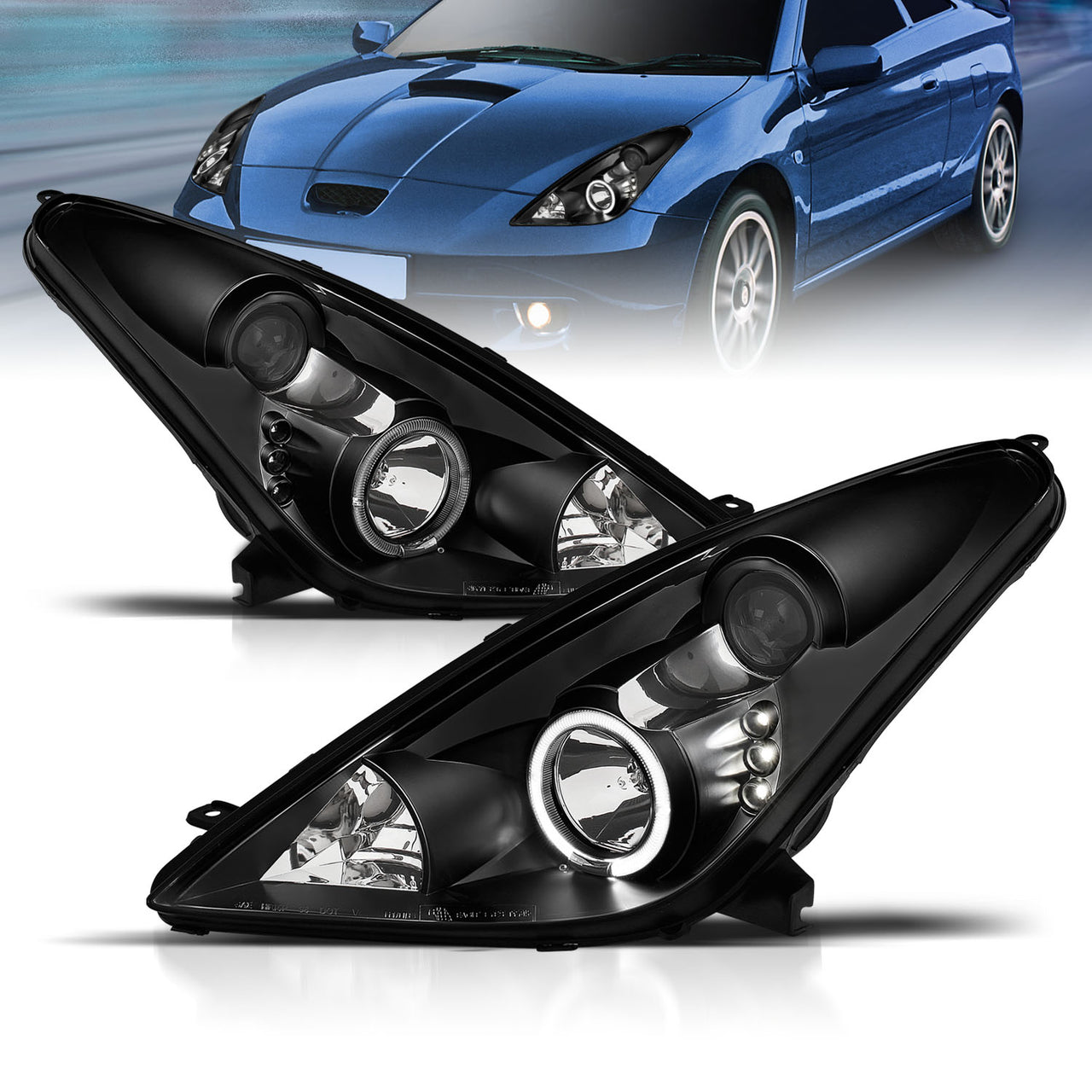 TOYOTA CELICA 00-04 PROJECTOR HEADLIGHTS HALO BLACK