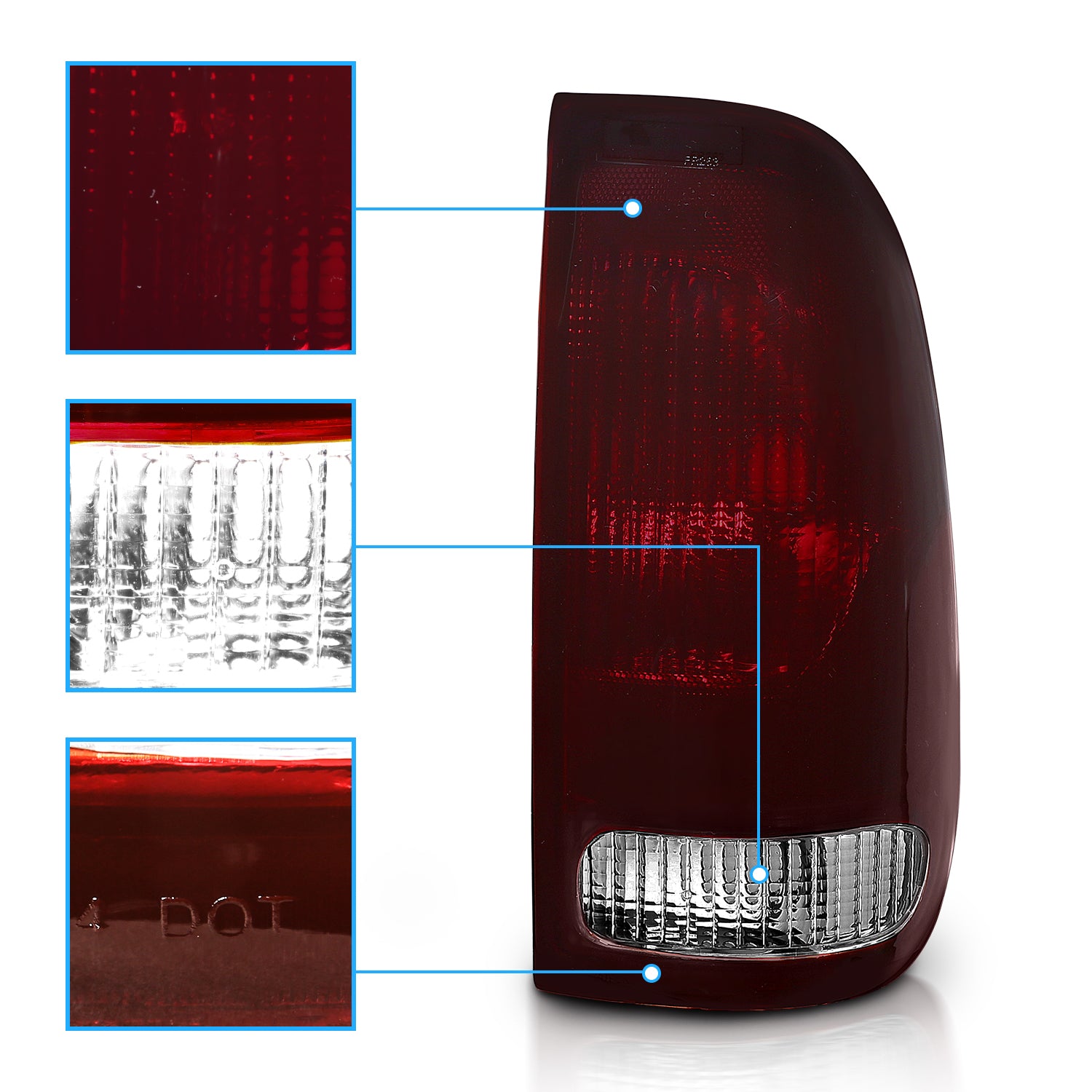 FORD F-SERIES STYLE SIDE 97-03 TAIL LIGHTS DARK RED LENS