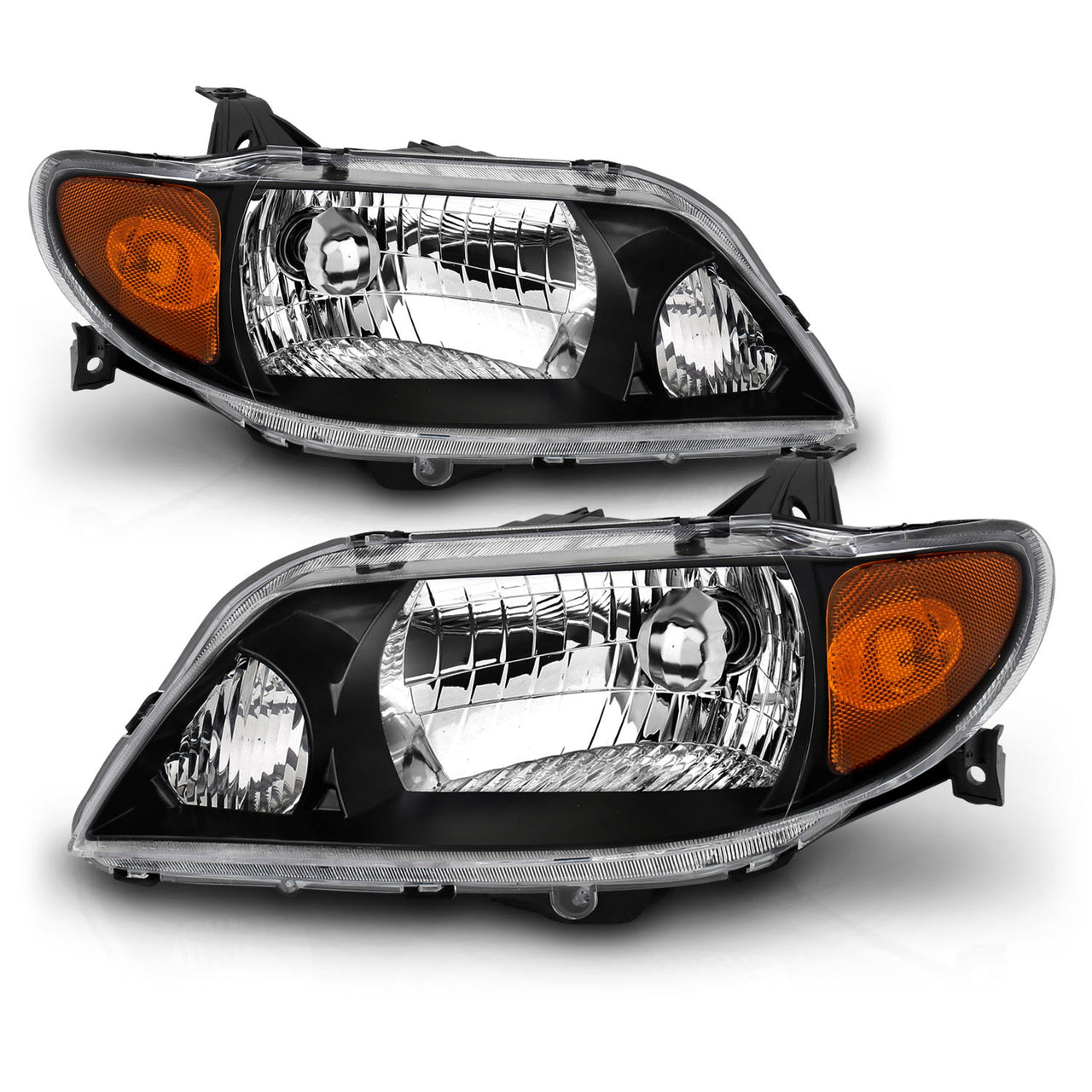 MAZDA PROTEGE 01-03 CRYSTAL HEADLIGHTS BLACK AMBER