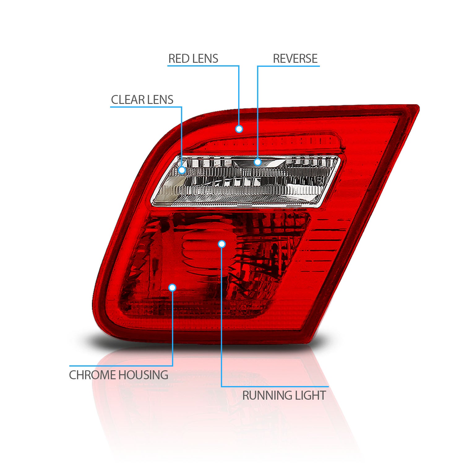 BMW 3 SERIES E46 99-01 2DR INNER TAIL LIGHTS RED/CLEAR
