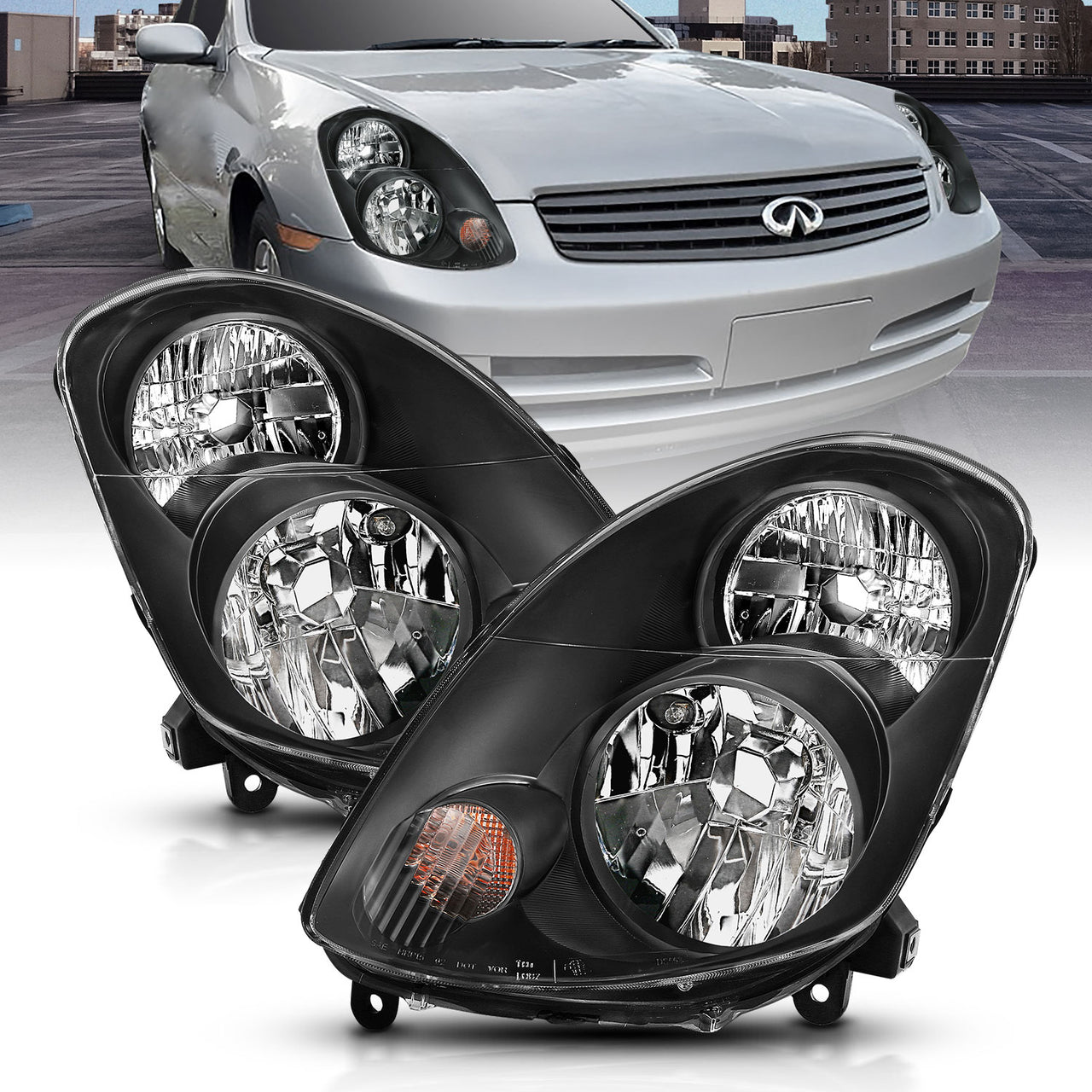 INFINITI G35 03-04 4DR HEADLIGHTS BLACK