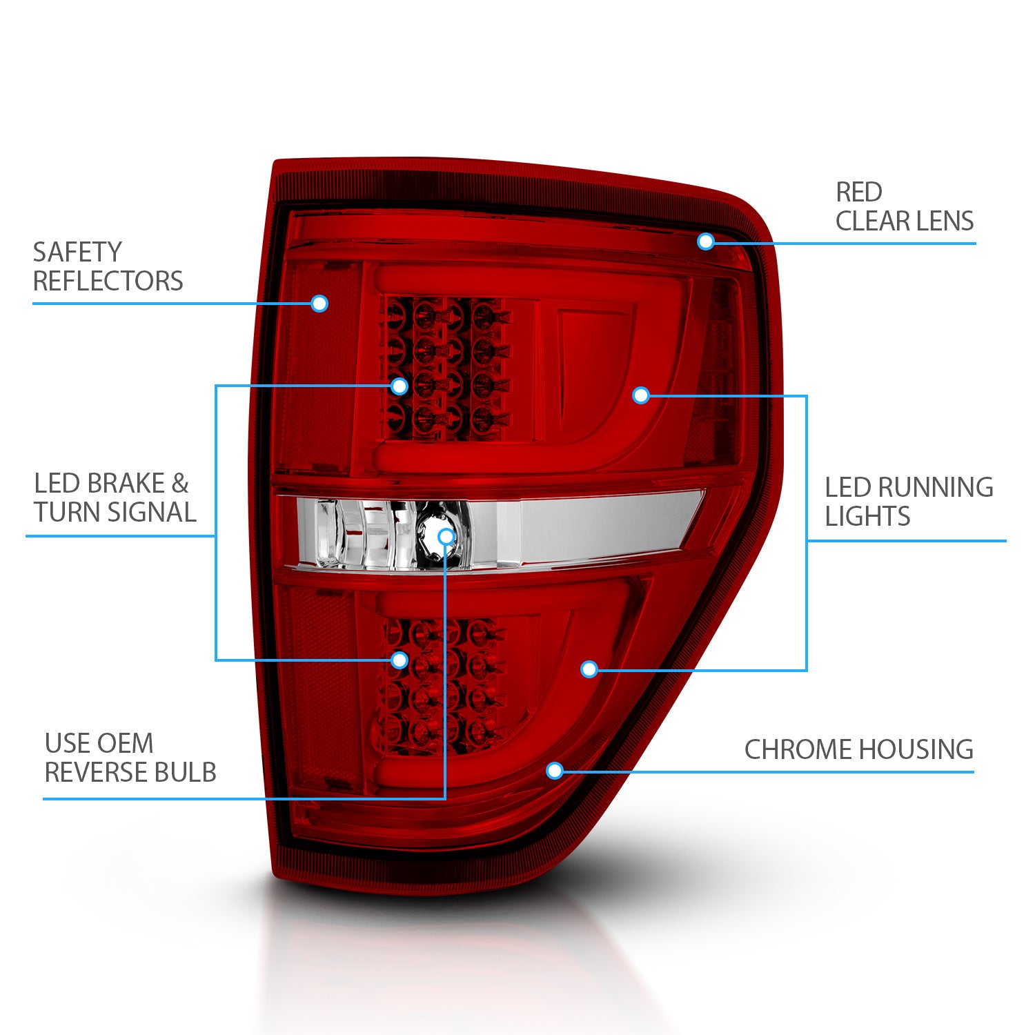FORD F-150 09-13 LED TAIL LIGHTS G2 RED/CLEAR