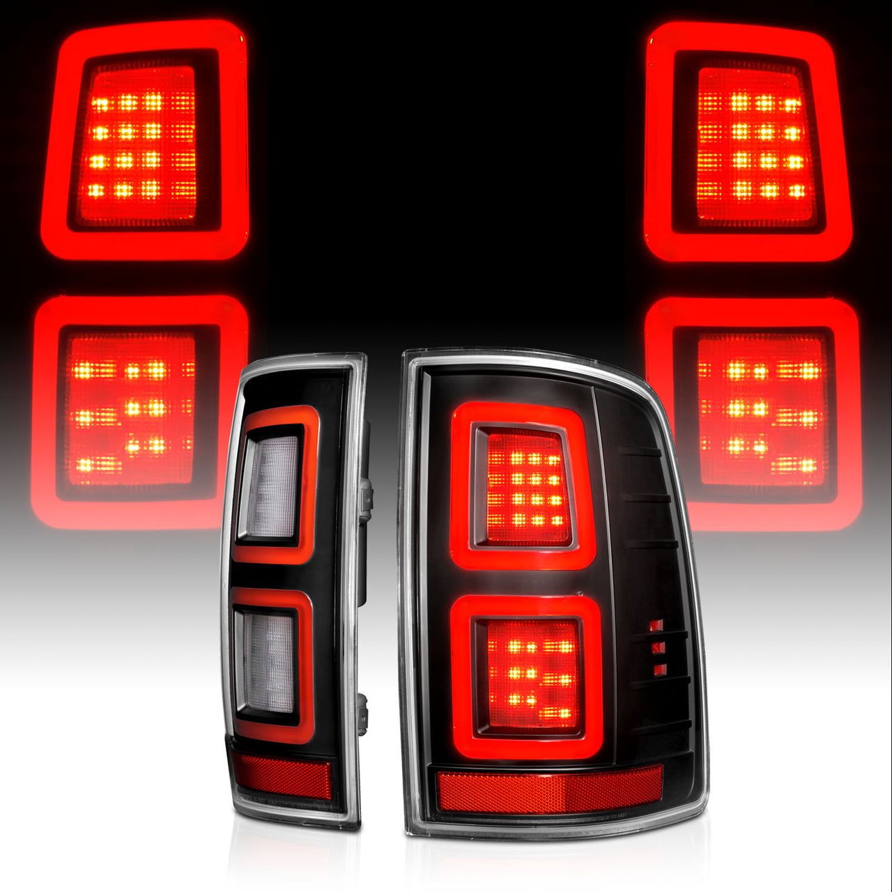 DODGE RAM 09-17 LED TAIL LIGHTS  BLACK  (FOR BULB VERSION ONLY)