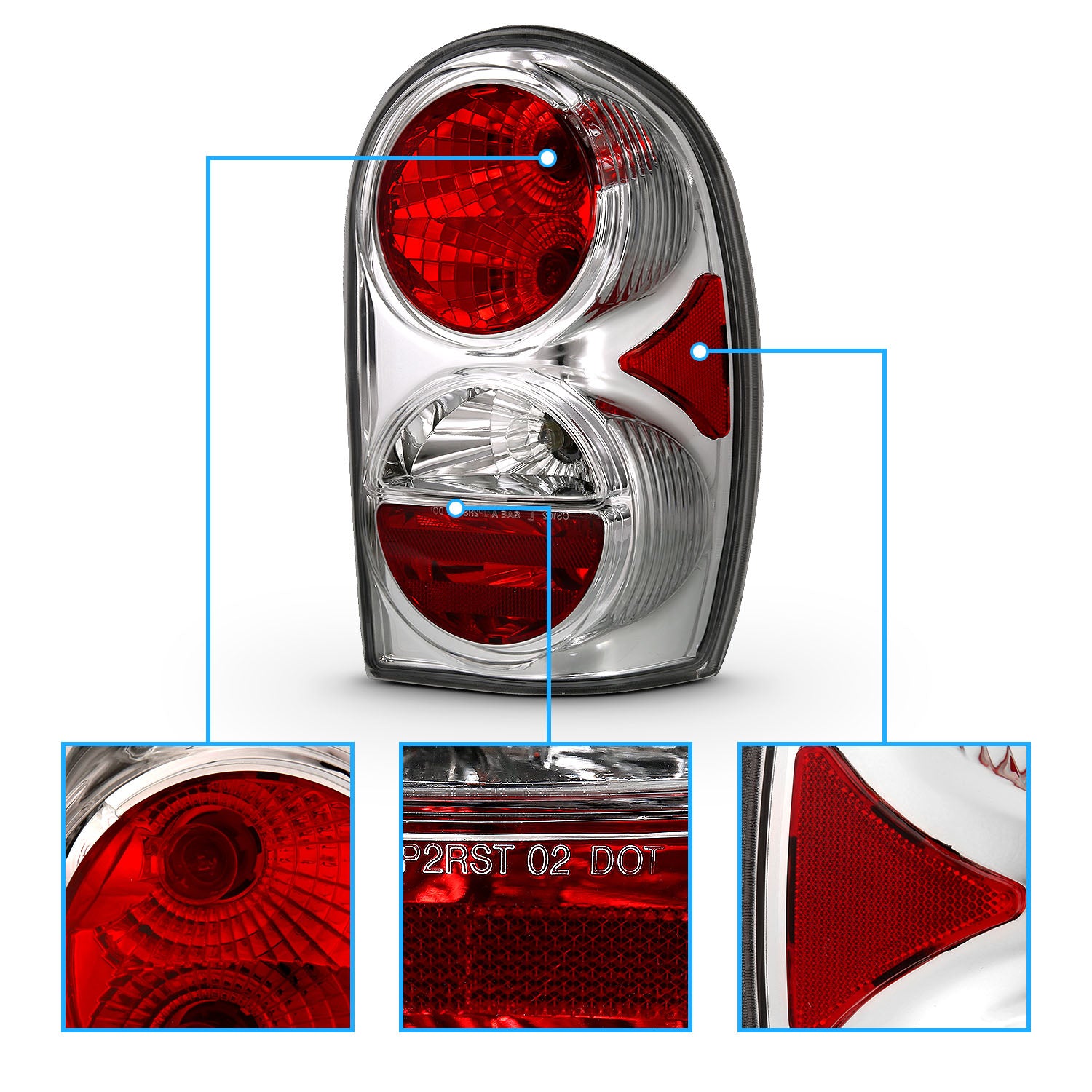 JEEP LIBERTY 02-05 TAIL LIGHTS CHROME