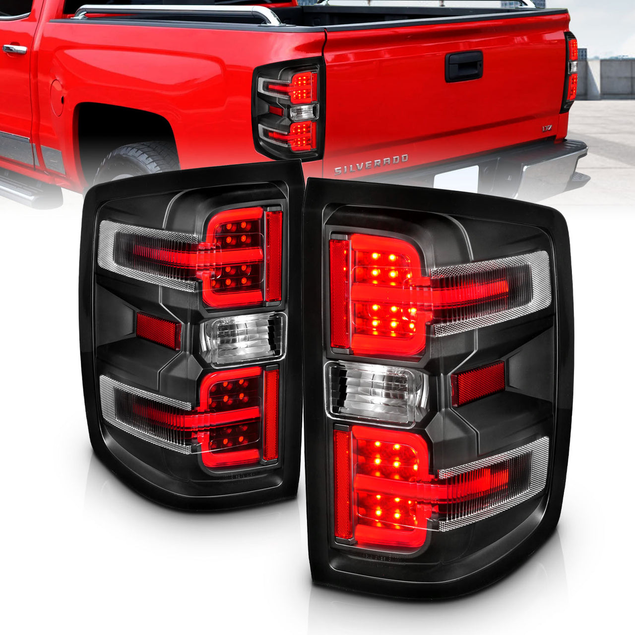 CHEVY SILVERADO 14-17 LED TAIL LIGHTS G2 BLACK (NON-OEM LED ONLY)