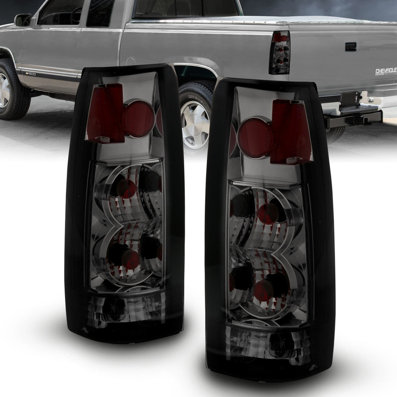 Chevy/GMC C/K 1500/2500/3500 88-99, SUBURBAN/YUKON 92-00, TAHOE 94-00, BLAZER 92-94, CADILLAC ESCALADE 99-00 TAIL LIGHTS SMOKE NEW VERSION