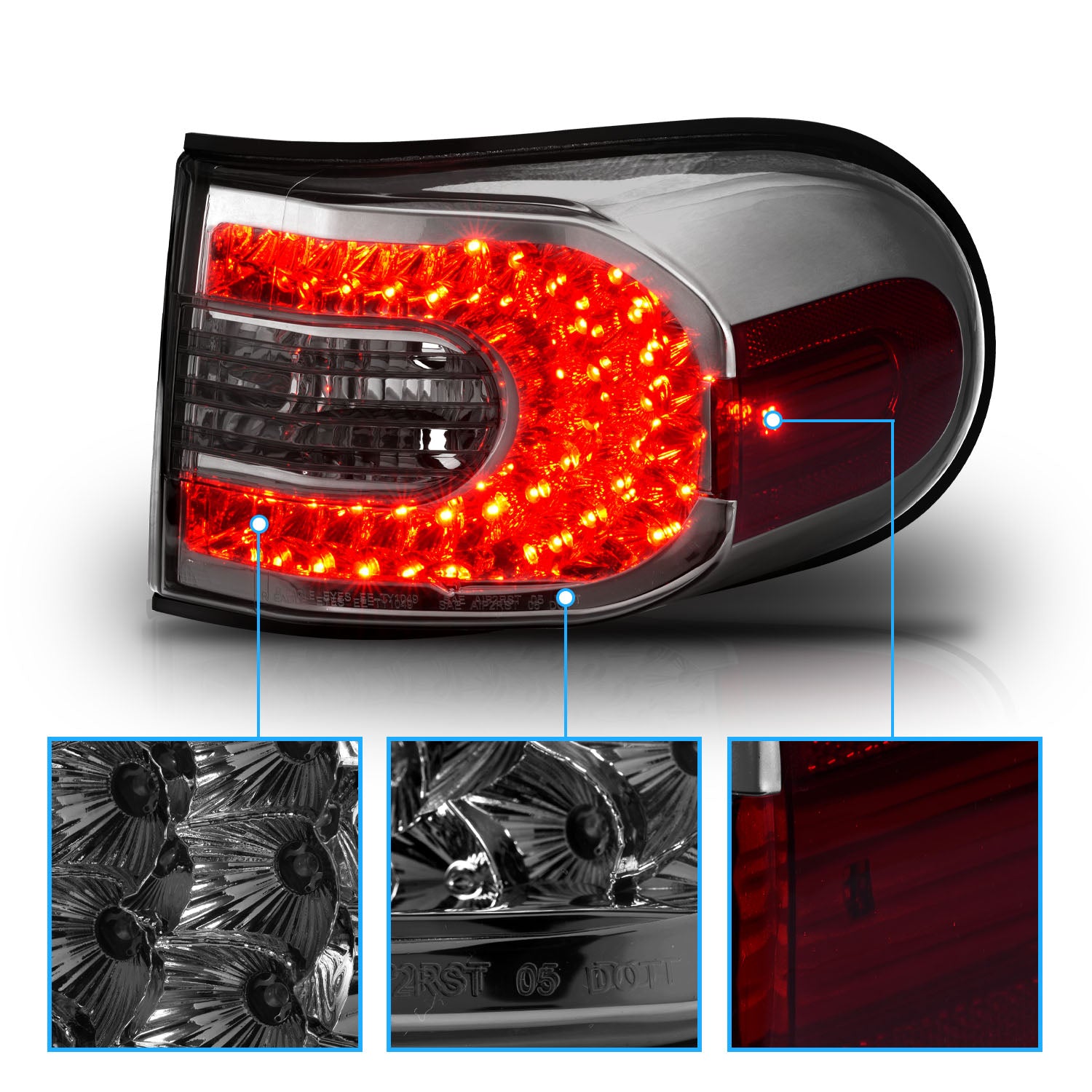 TOYOTA FJ CRUISER 07-14 LED TAIL LIGHTS SMOKE