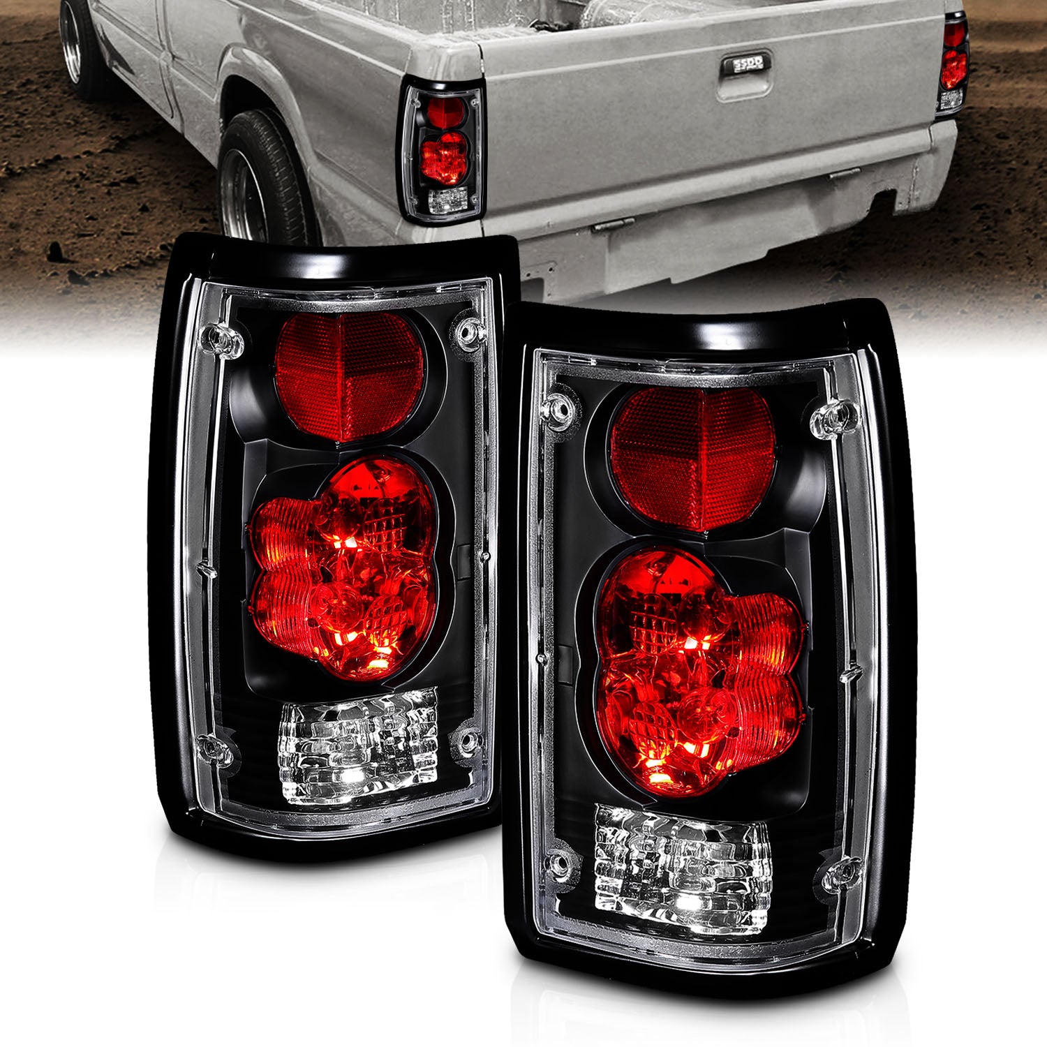 MAZDA B2000 86-93 TAIL LIGHTS BLACK