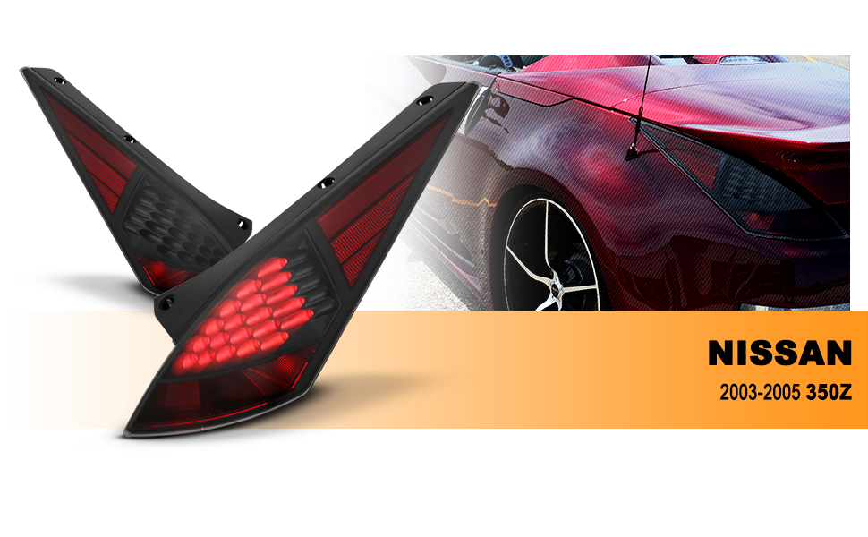 NISSAN 350Z 03-06 LED TAIL LIGHTS ALL BLACK HOUSING SMOKE LENS
