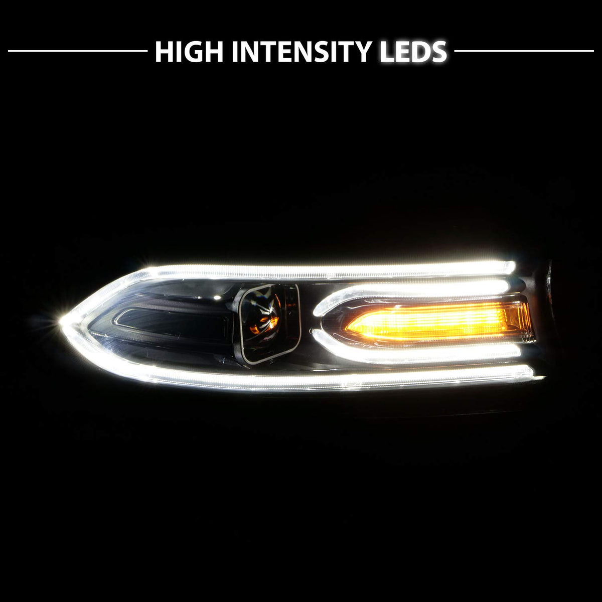 DODGE CHARGER 15-22 PROJECTOR LIGHT BAR STYLE HEADLIGHTS BLACK CLEAR