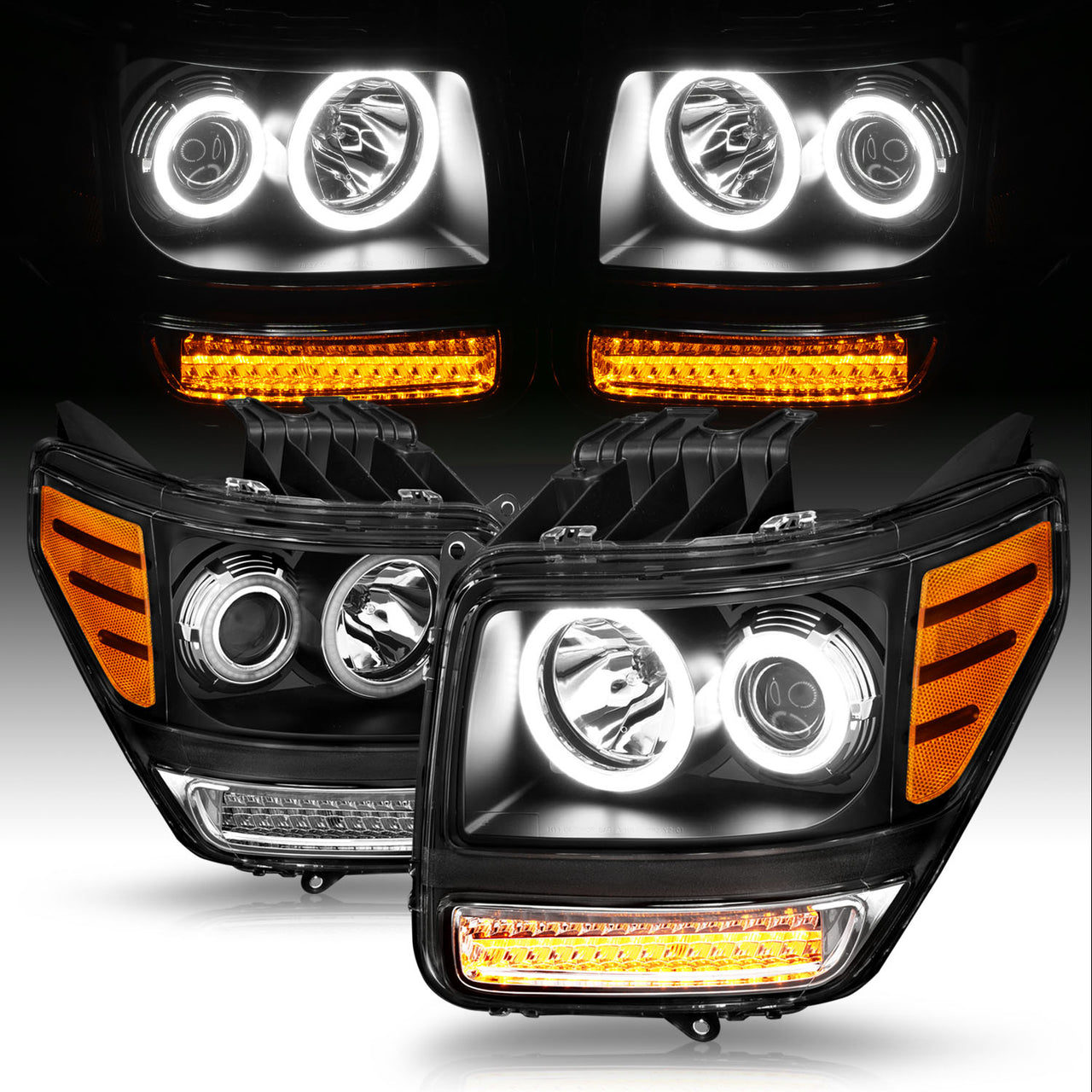 DODGE NITRO 07-08 PROJECTOR HEADLIGHTS HALO G2 BLACK CLEAR AMBER W/ LED (RX HALO)