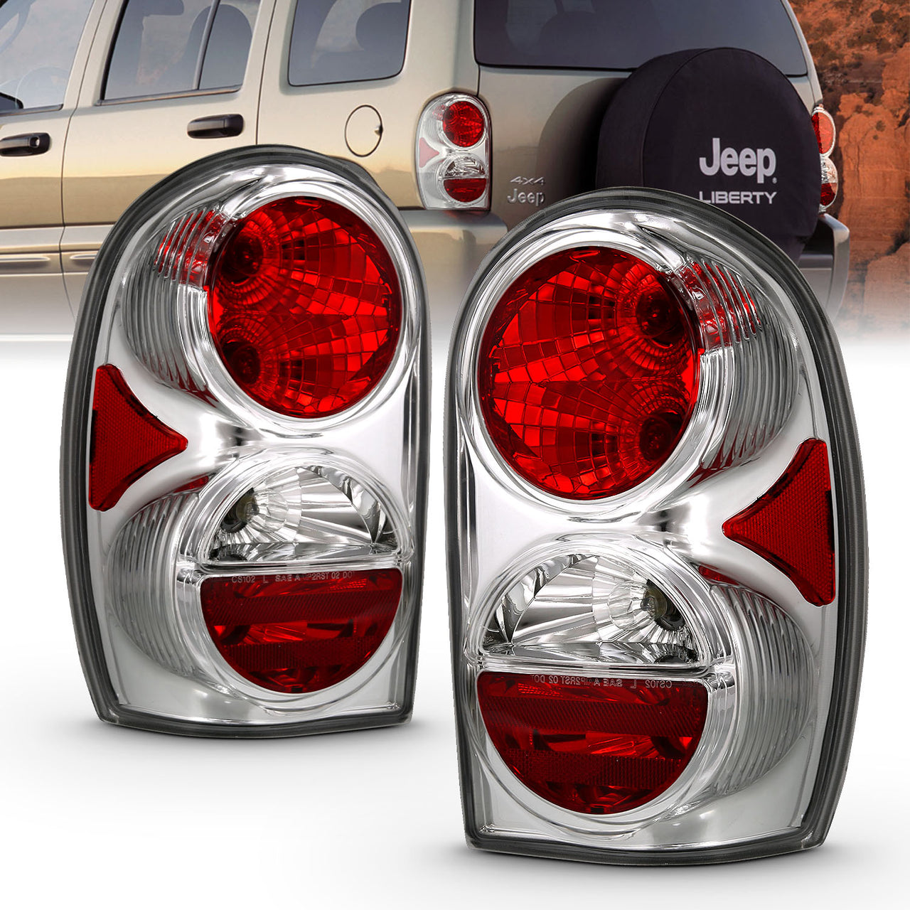 JEEP LIBERTY 02-05 TAIL LIGHTS CHROME