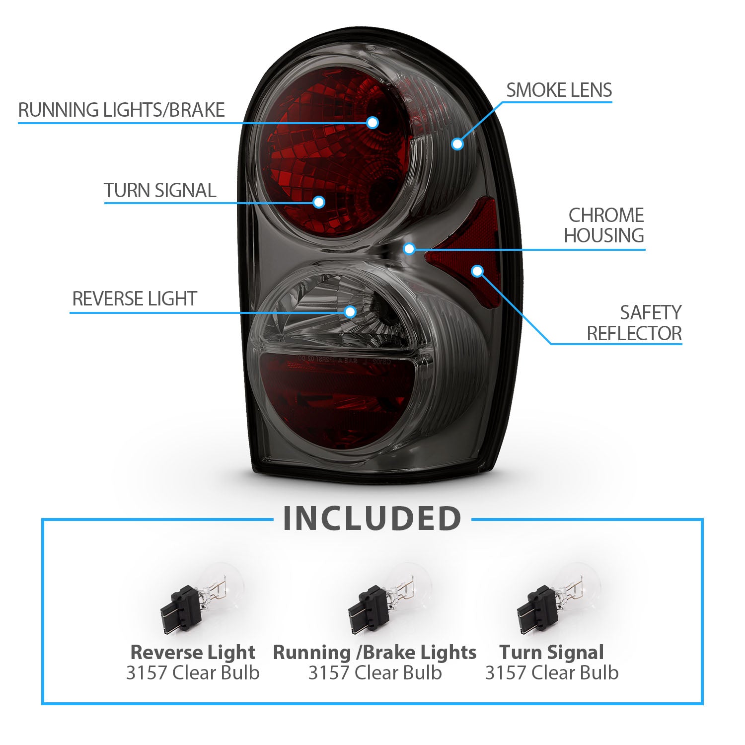 JEEP LIBERTY 02-05 TAIL LIGHTS SMOKE