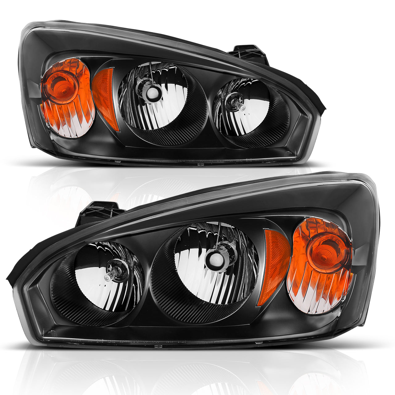 CHEVY MALIBU/MALIBU MAXX 04-07 HEADLIGHTS BLACK AMBER